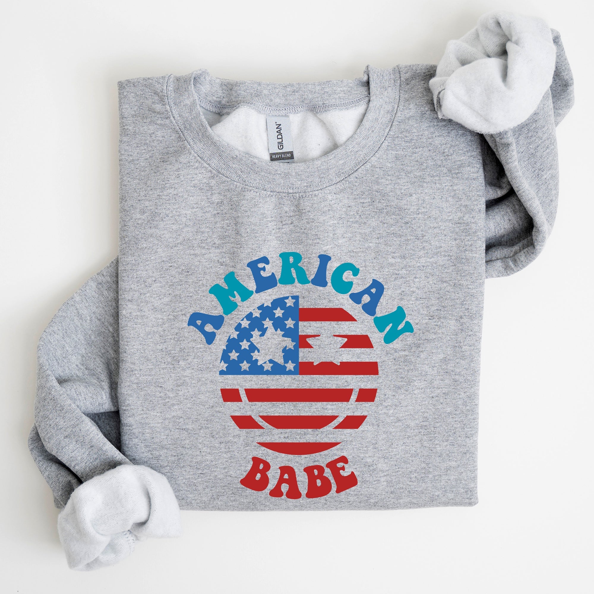 Land Of The Free, American Babe, 4th Of July Patriotic Premium Graphic Sweatshirt