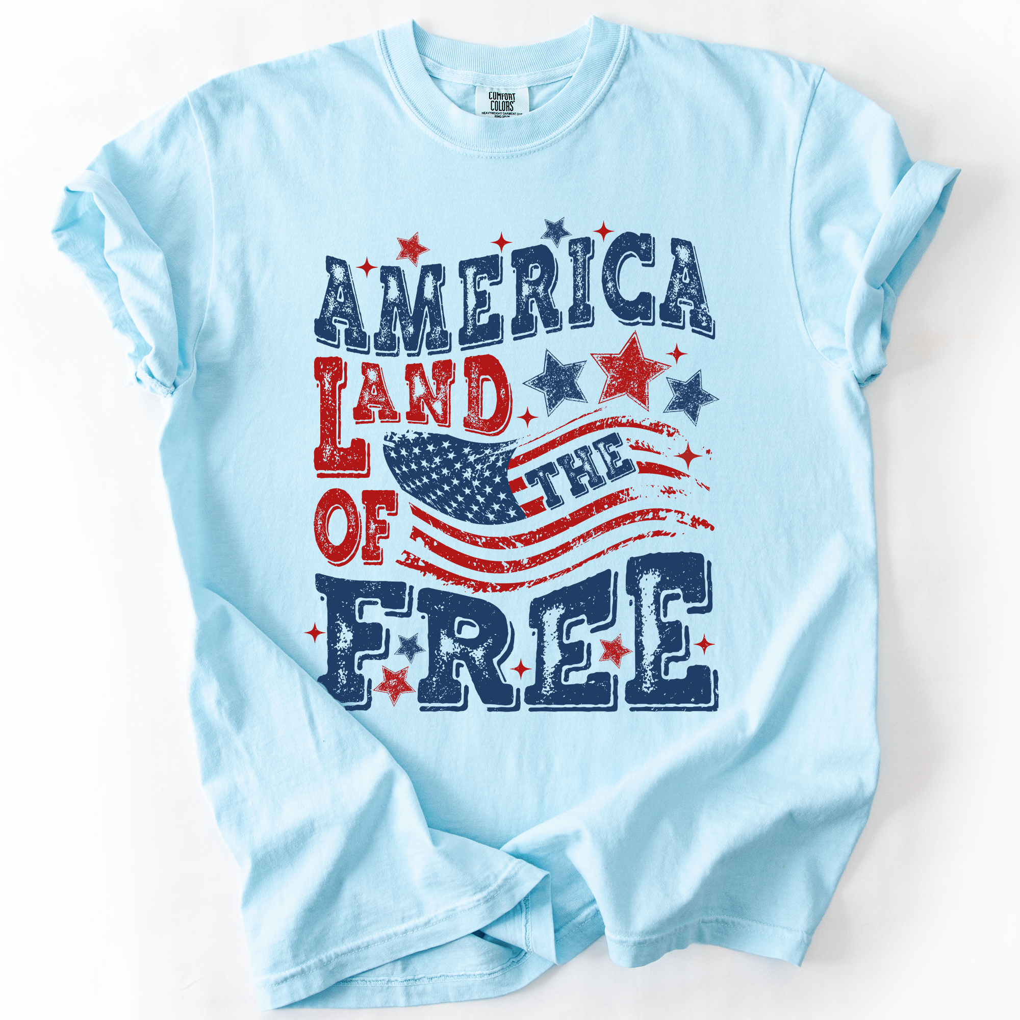 Land Of The Free Fourth Of July Patriotic USA America Proud American Comfort Colors Tee