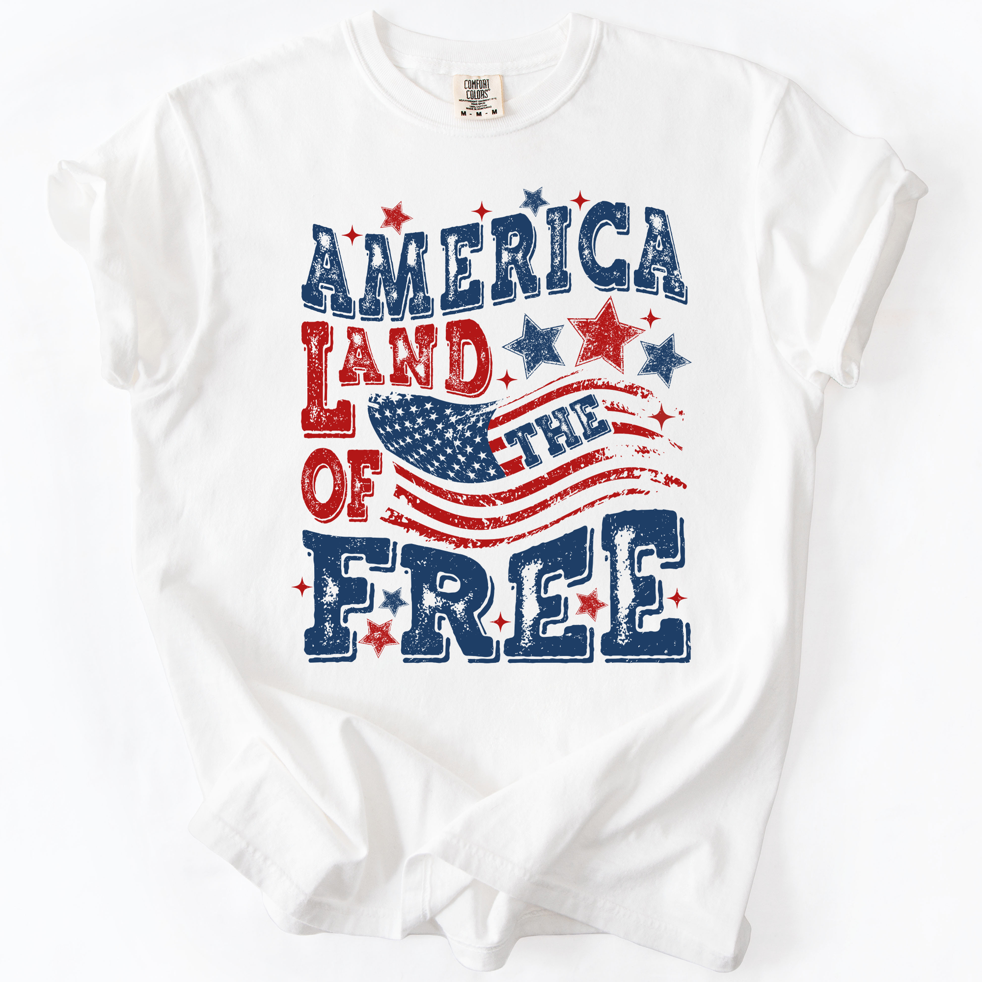 Land Of The Free Fourth Of July Patriotic USA America Proud American Comfort Colors Tee