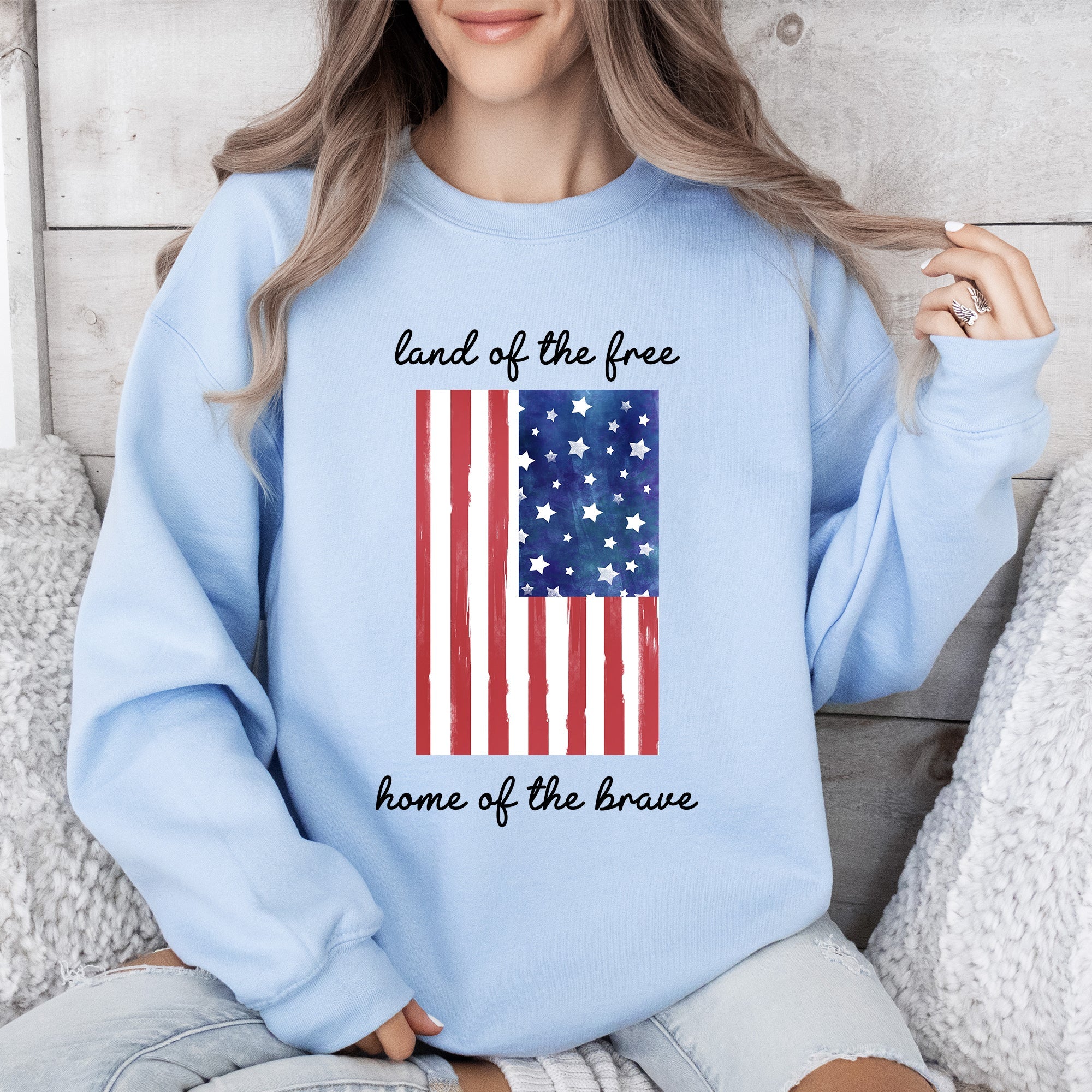 Land Of The Free, Home Of The Brave American Flag Pride Edition Patriotic Sweatshirt
