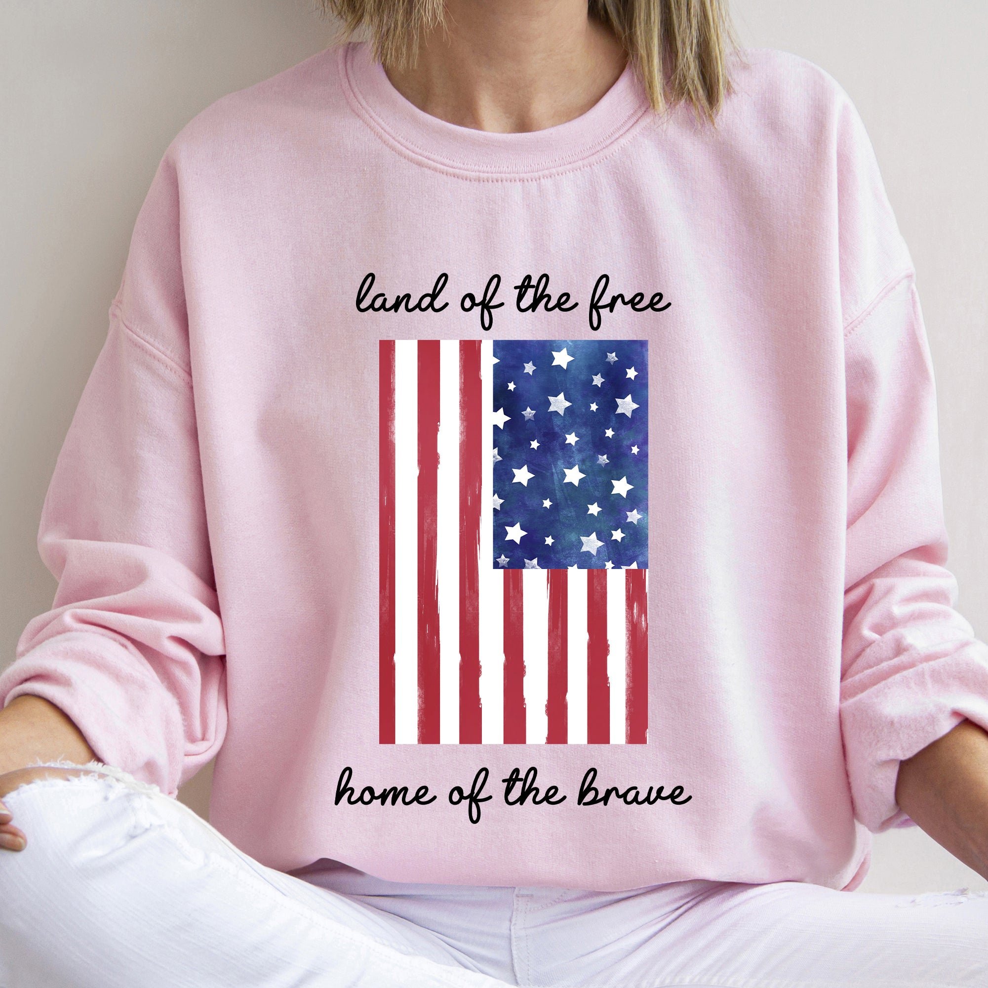 Land Of The Free, Home Of The Brave American Flag Pride Edition Patriotic Sweatshirt