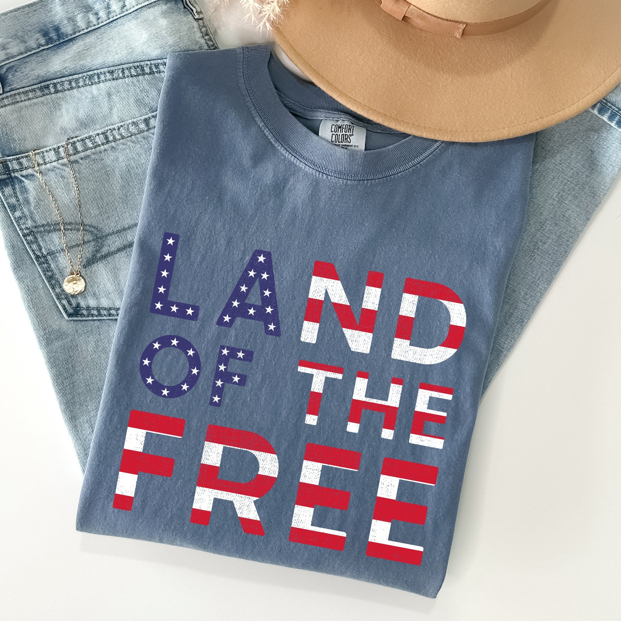 Land Of The Free Patriotic 4th Of July American Pride Edition Comfort Colors Tee