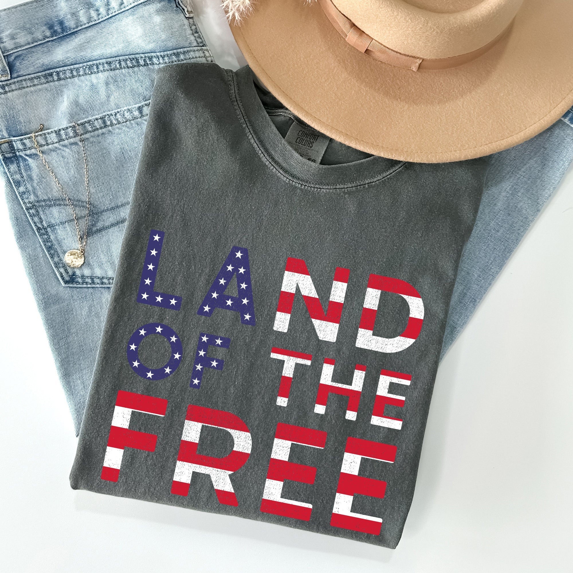 Land Of The Free Patriotic 4th Of July American Pride Edition Comfort Colors Tee