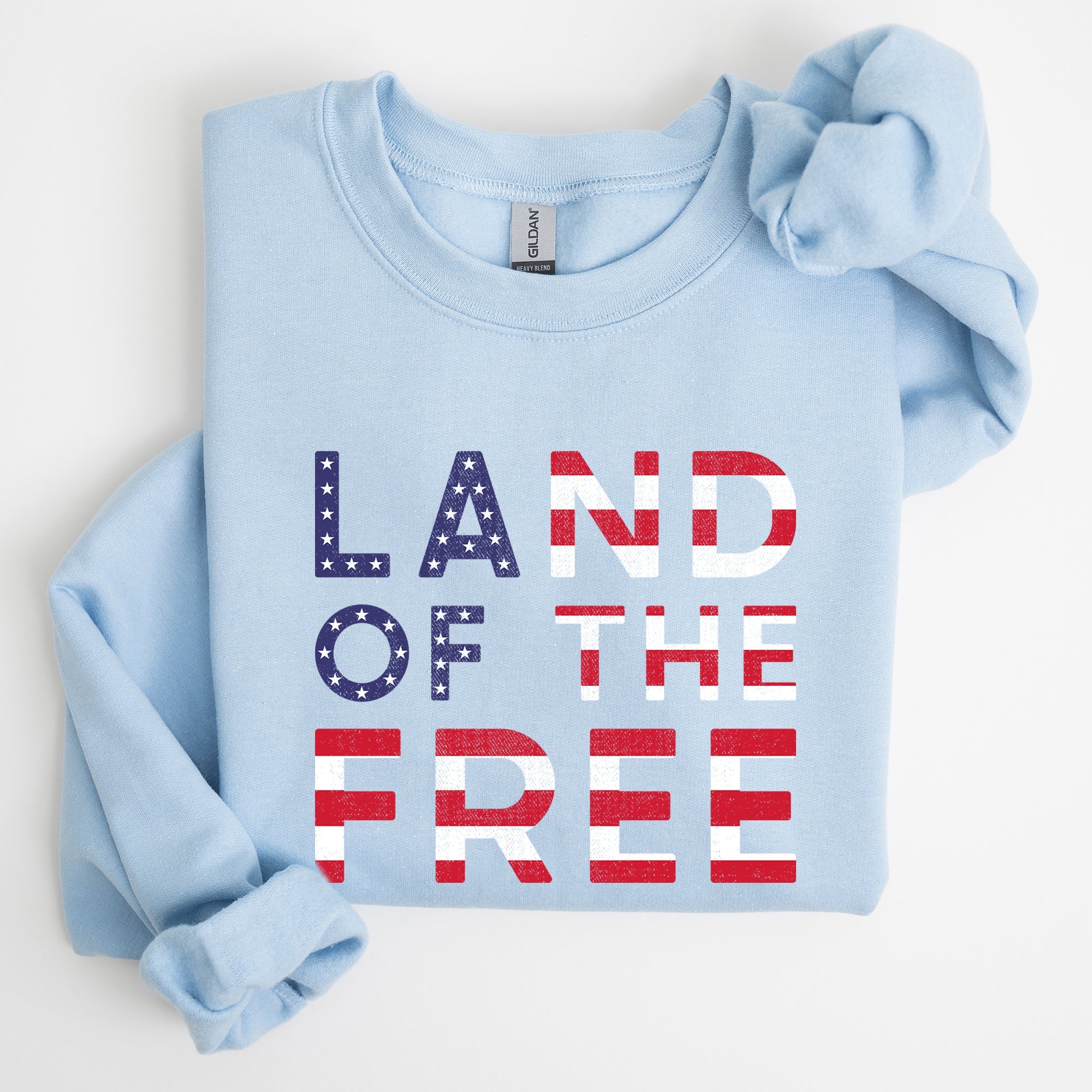 Land Of The Free Patriotic Fourth Of July USA Flag Vintage Distressed Cozy Sweatshirt
