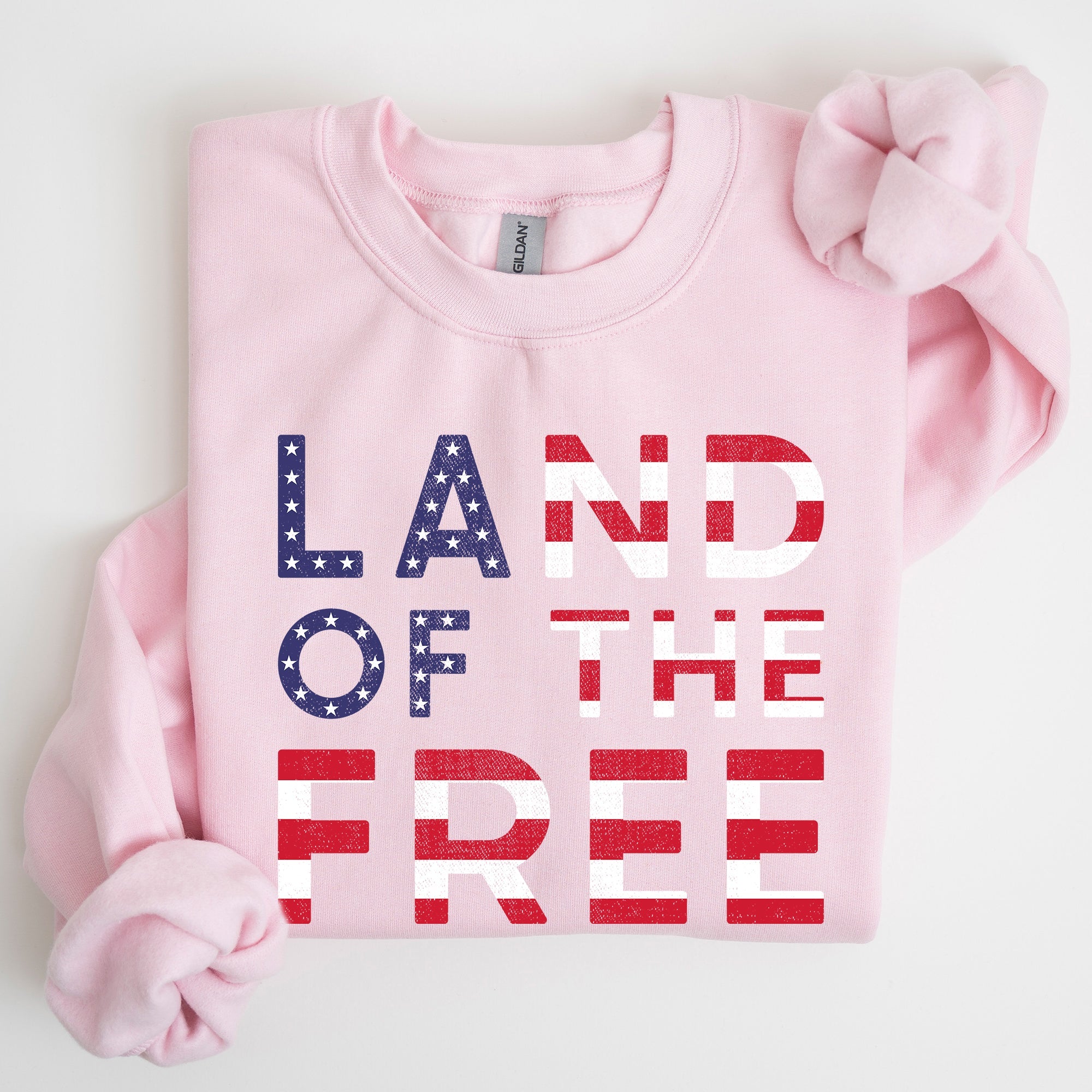 Land Of The Free Patriotic Fourth Of July USA Flag Vintage Distressed Cozy Sweatshirt