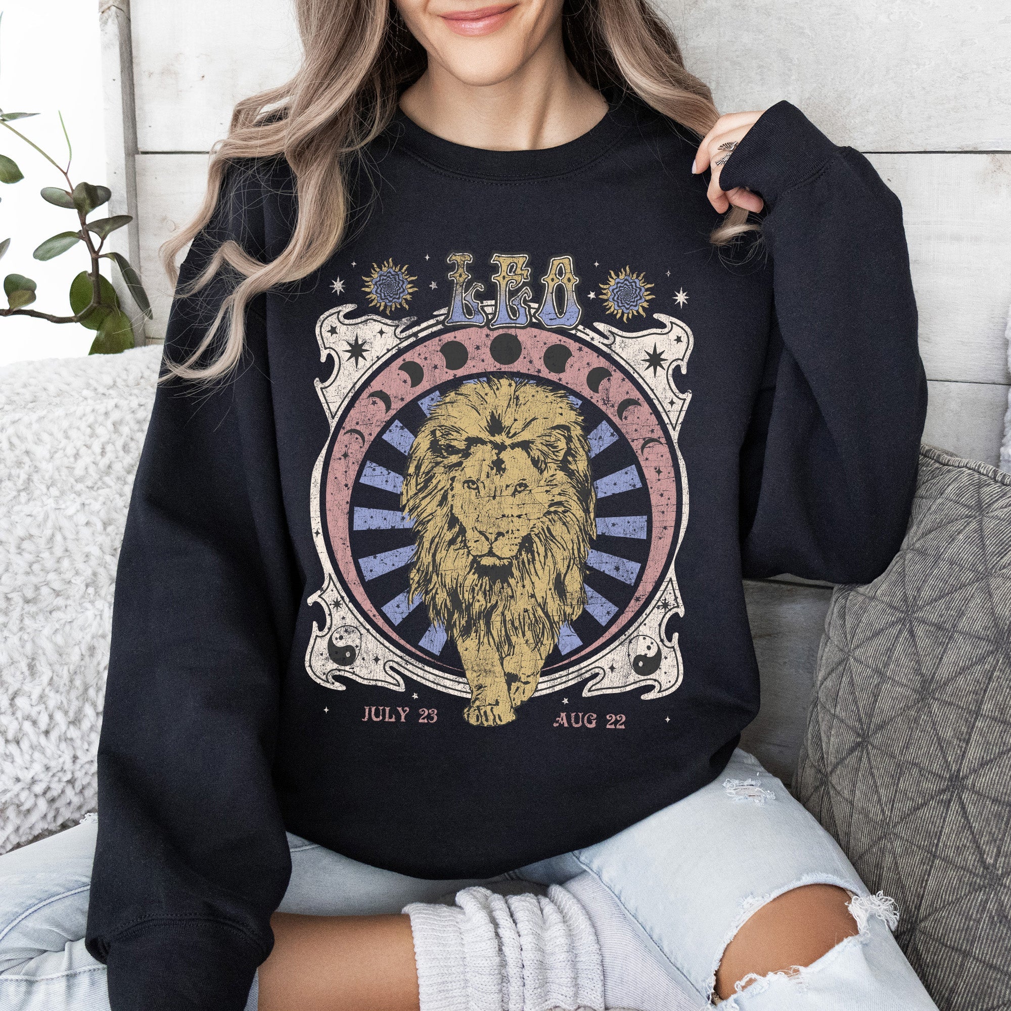 Leo Zodiac Astrology Horoscope Celestial Sign Design Edition Premium Cozy Sweatshirt