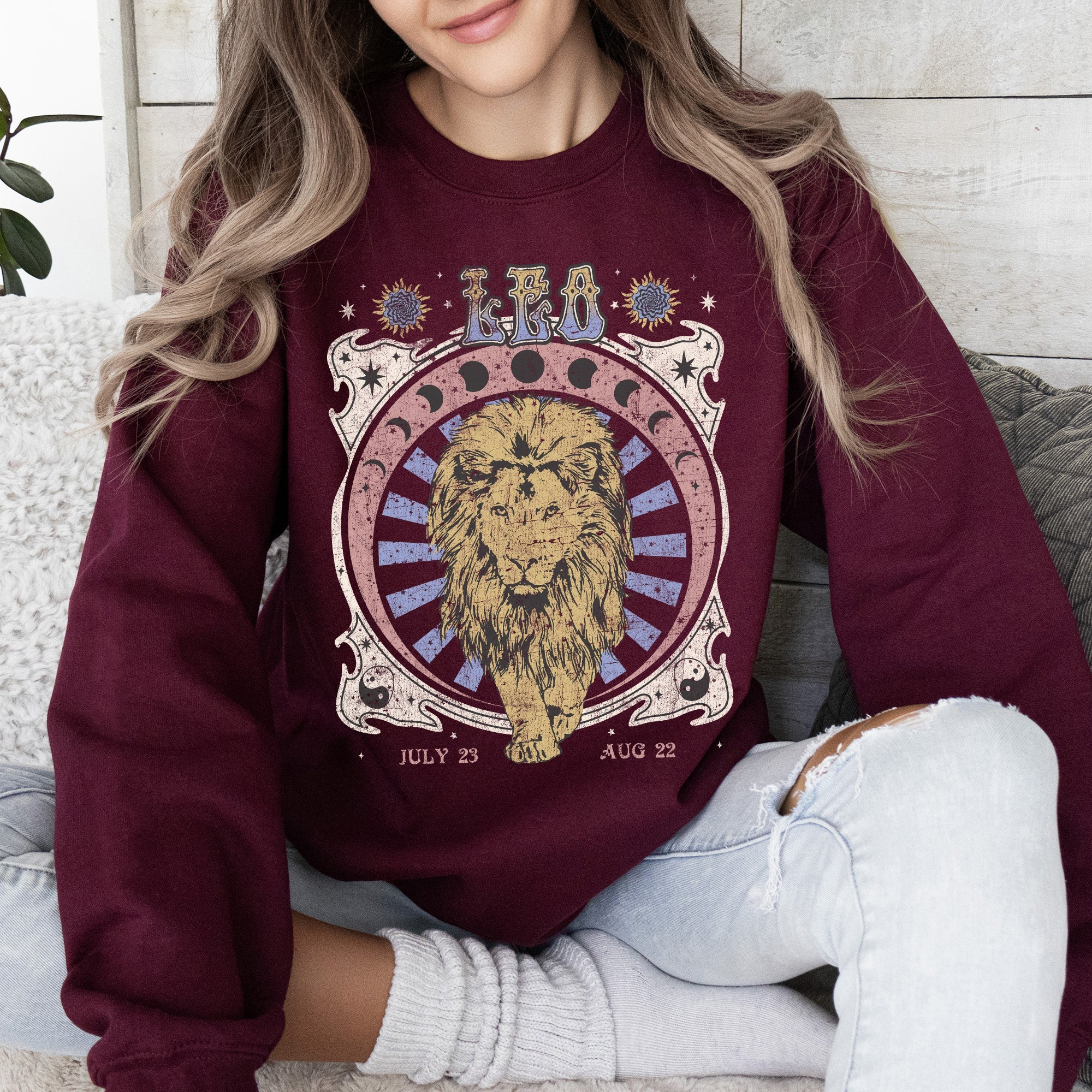 Leo Zodiac Astrology Horoscope Celestial Sign Design Edition Premium Cozy Sweatshirt