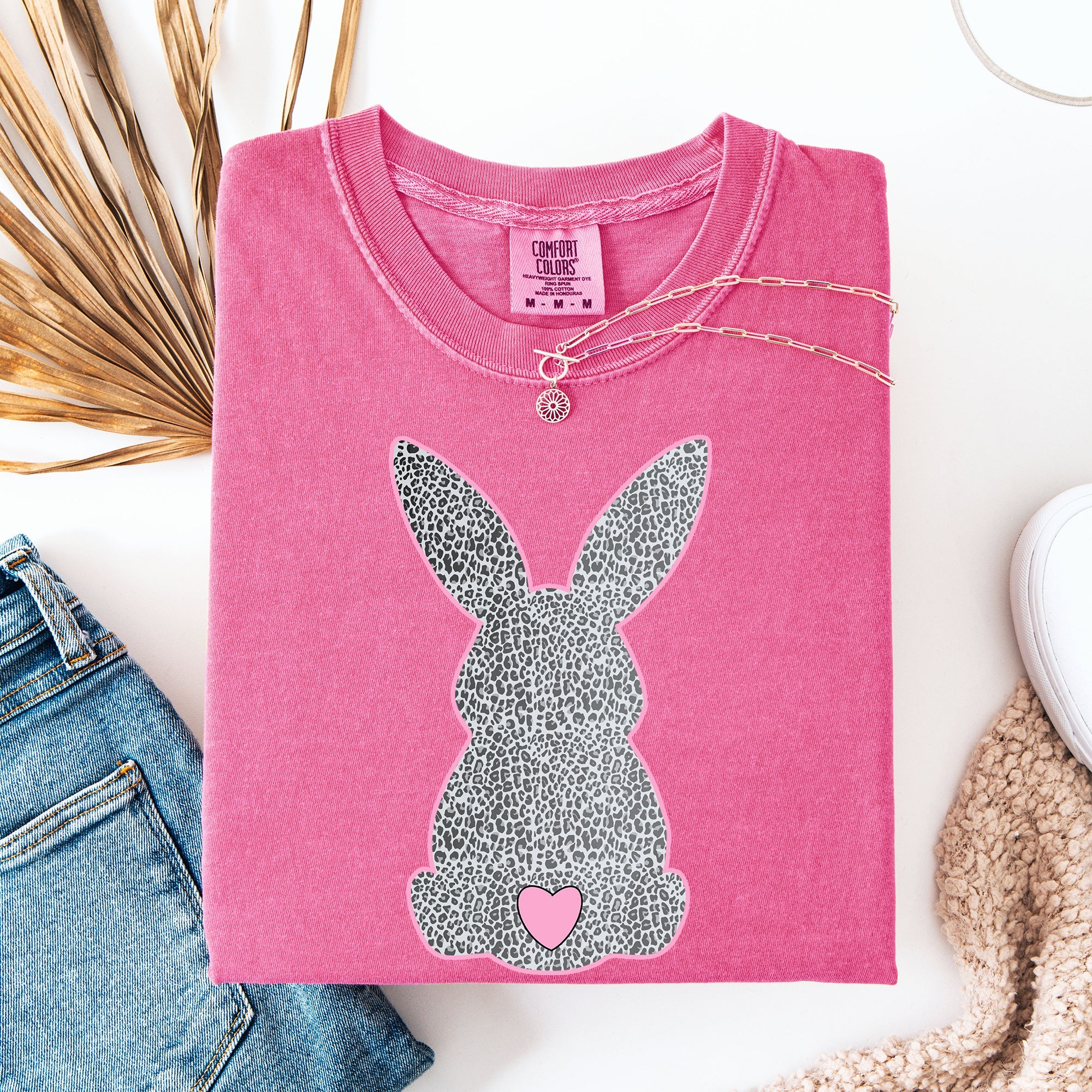 Leopard Print Bunny Easter Jesus Rabbit Holiday Celebration Edition Comfort Colors Tee
