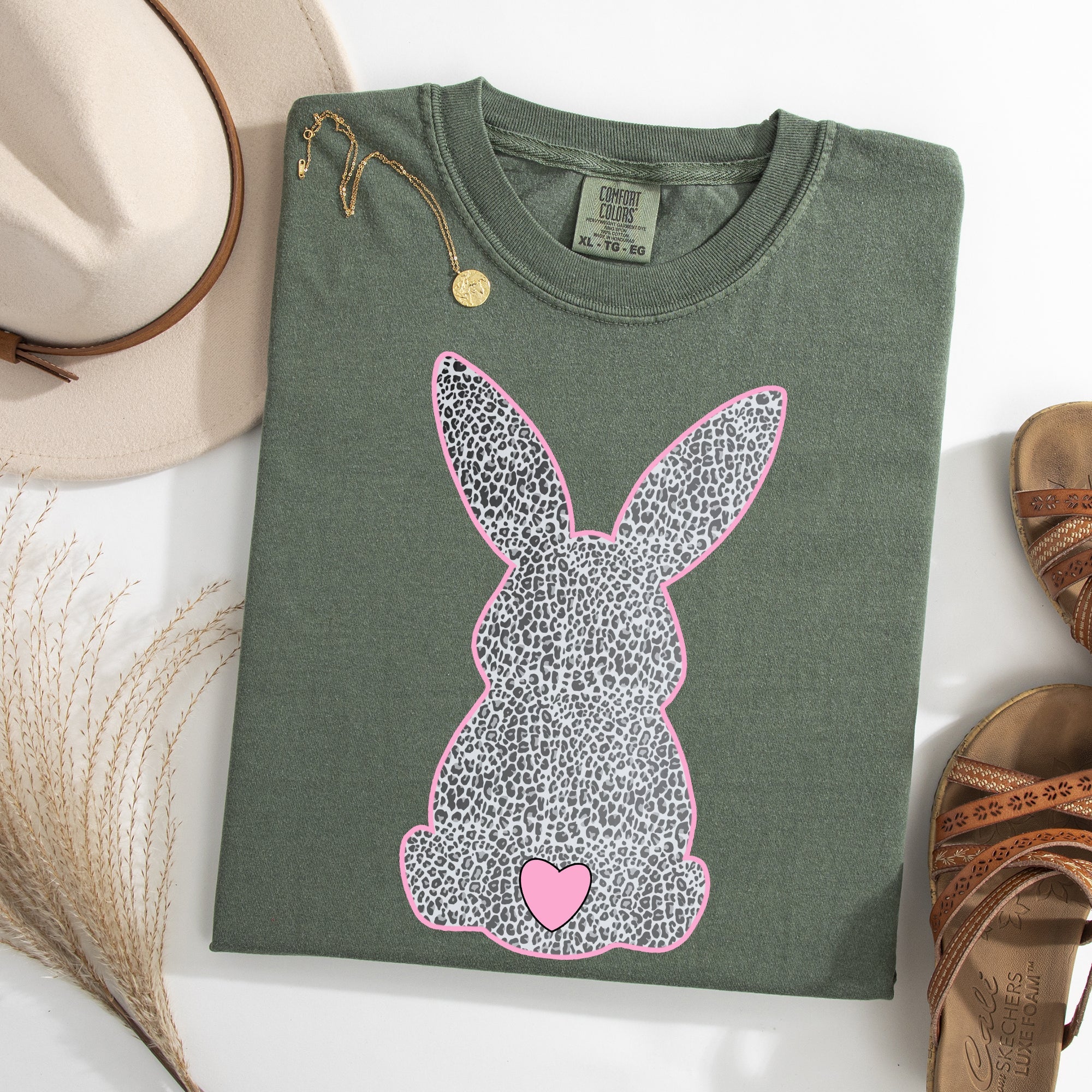 Leopard Print Bunny Easter Jesus Rabbit Holiday Celebration Edition Comfort Colors Tee
