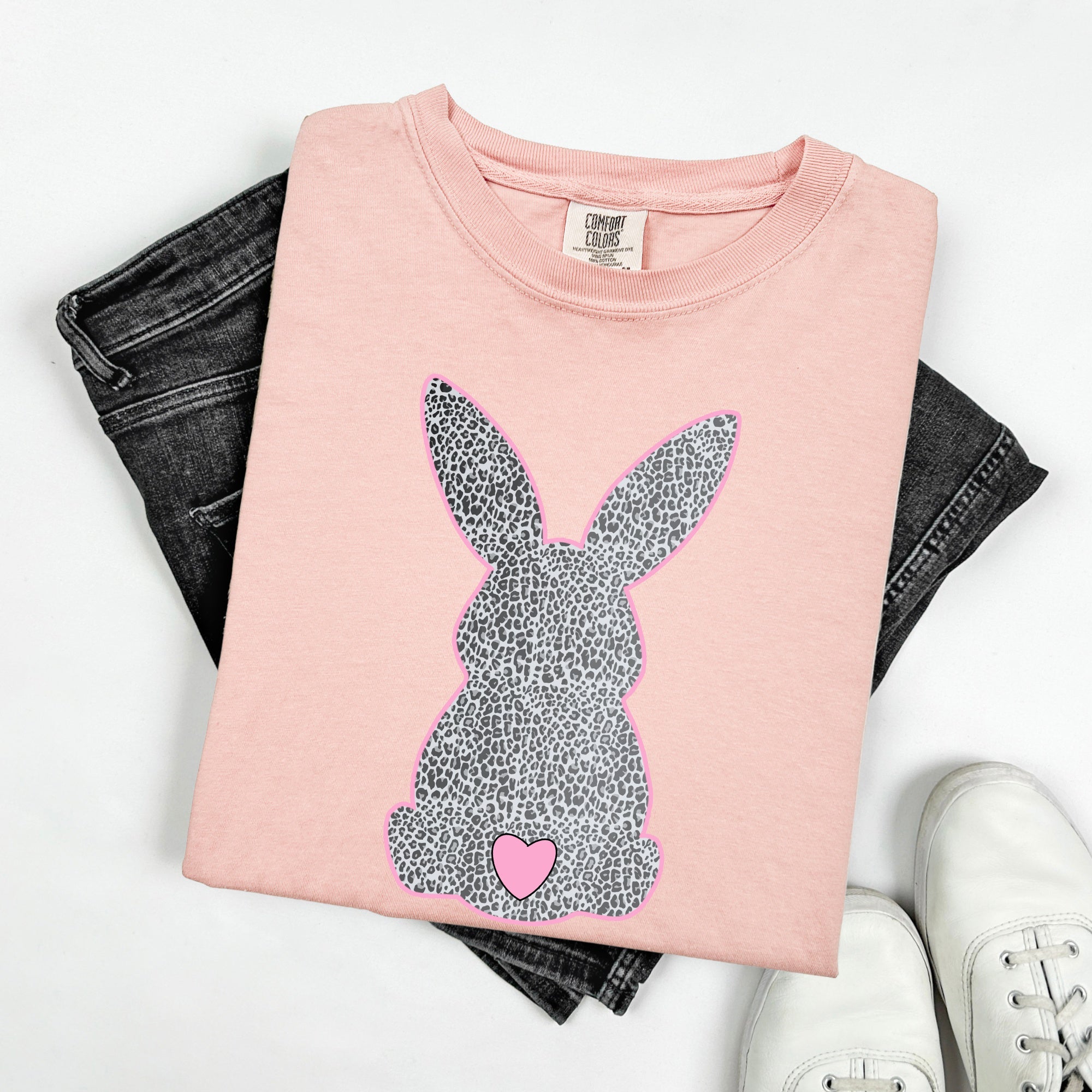 Leopard Print Bunny Easter Jesus Rabbit Holiday Celebration Edition Comfort Colors Tee