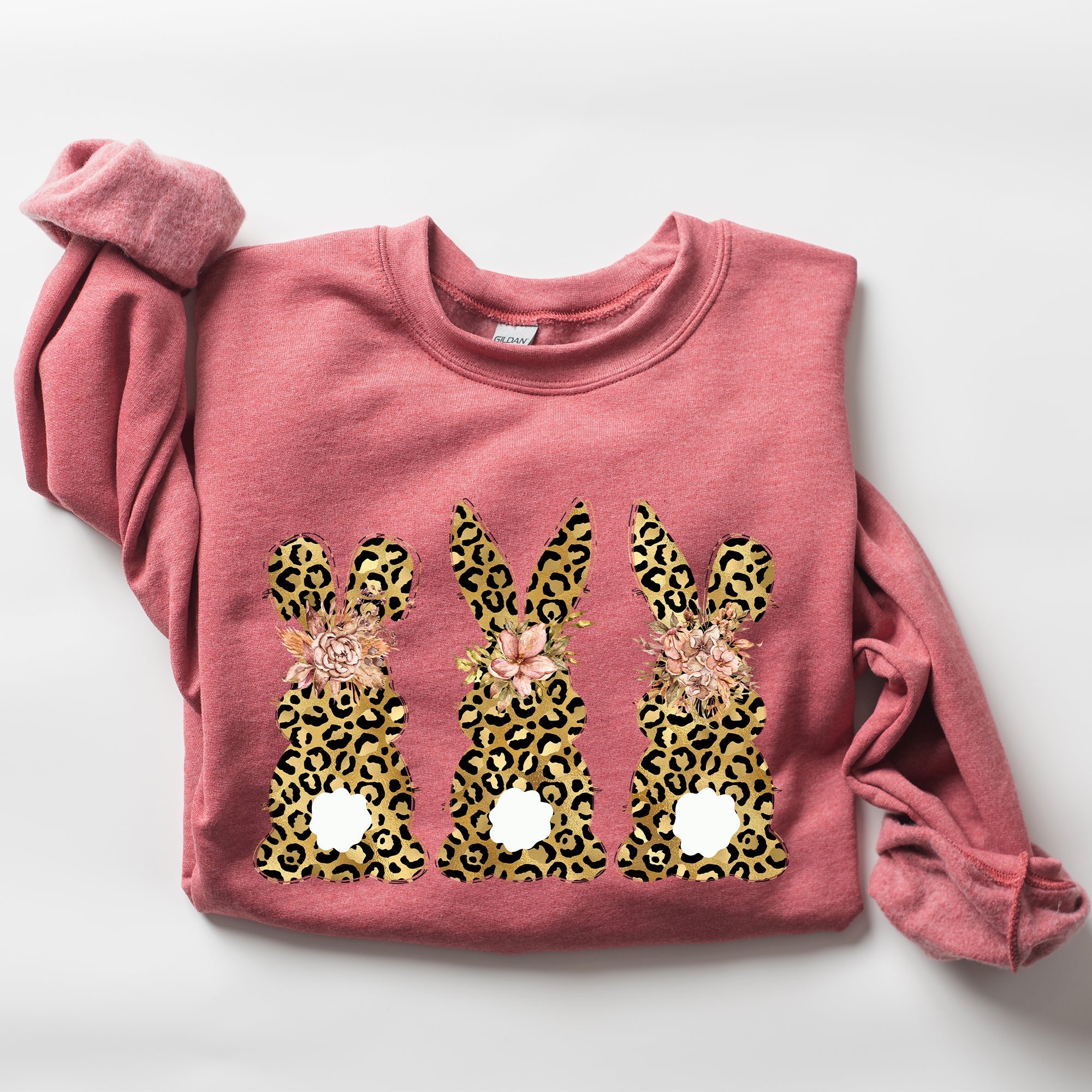 Leopard Print Easter Bunnies Easter Rabbit Whimsy Springtime Illustration Sweatshirt