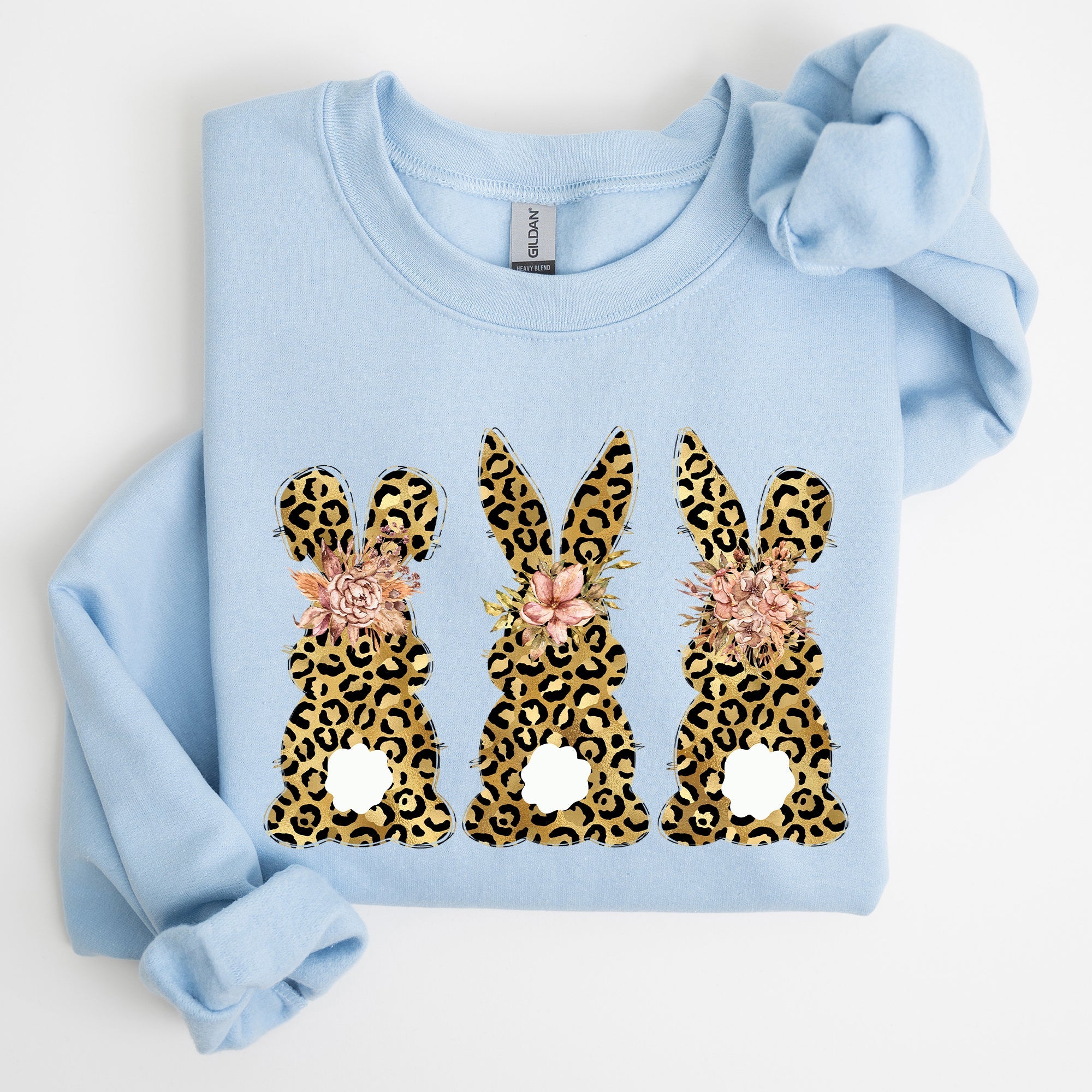 Leopard Print Easter Bunnies Easter Rabbit Whimsy Springtime Illustration Sweatshirt