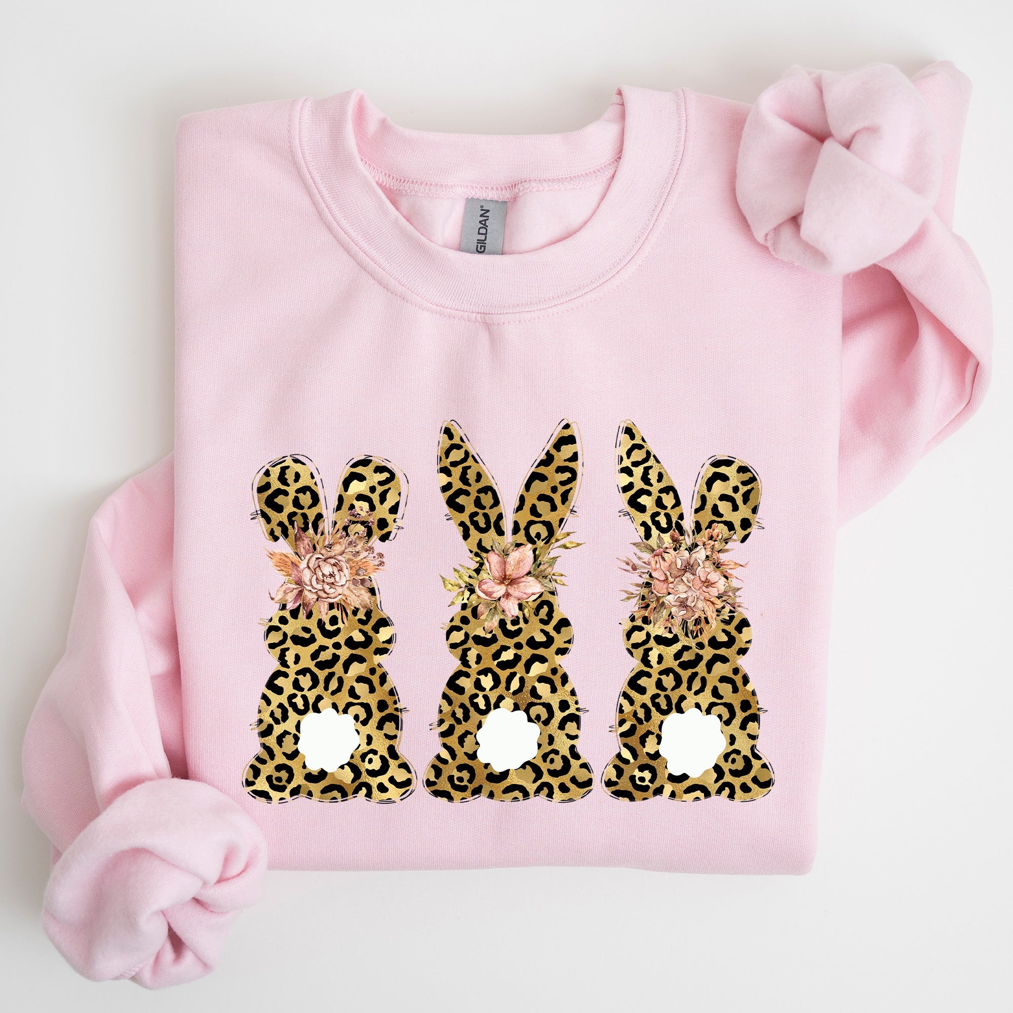 Leopard Print Easter Bunnies Easter Rabbit Whimsy Springtime Illustration Sweatshirt