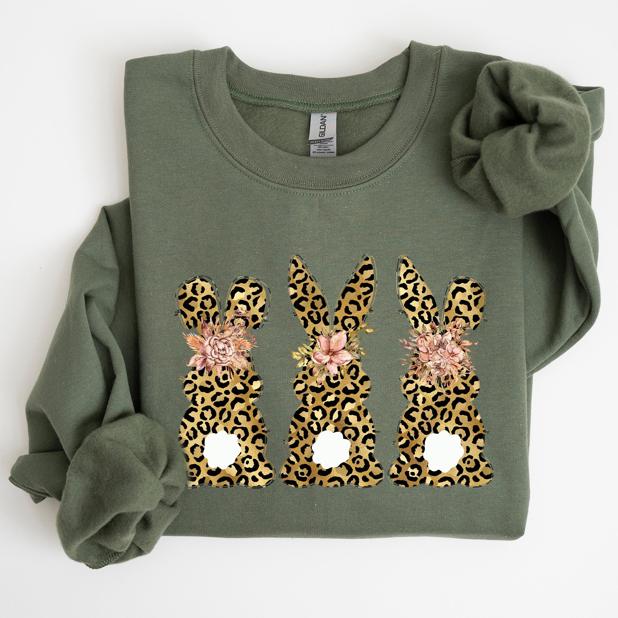 Leopard Print Easter Bunnies Easter Rabbit Whimsy Springtime Illustration Sweatshirt