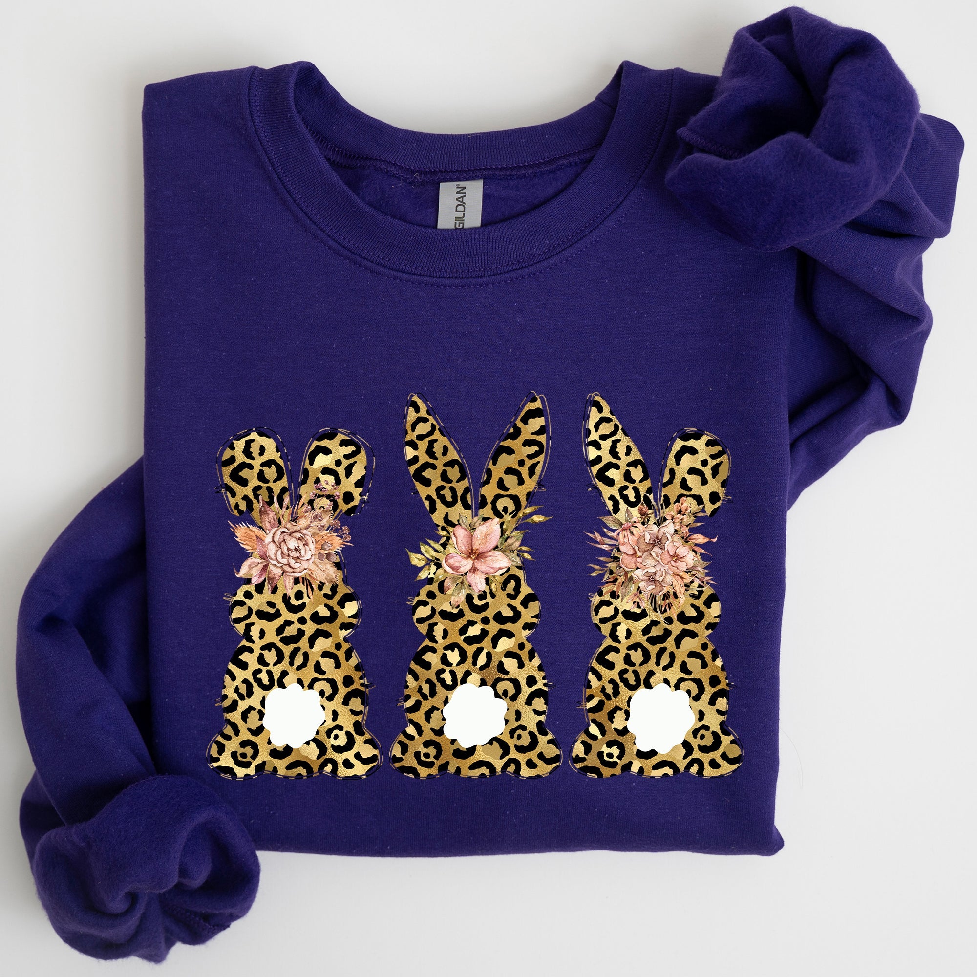 Leopard Print Easter Bunnies Easter Rabbit Whimsy Springtime Illustration Sweatshirt