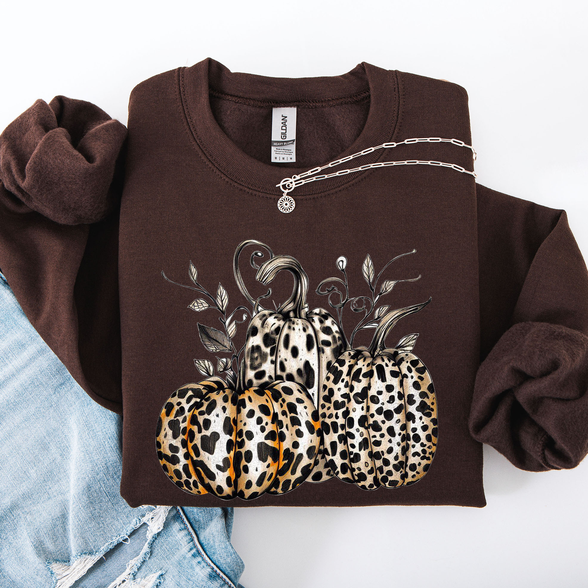 Leopard Print Pumpkins For Halloween And Autumn Festive Fashion Season Sweatshirt