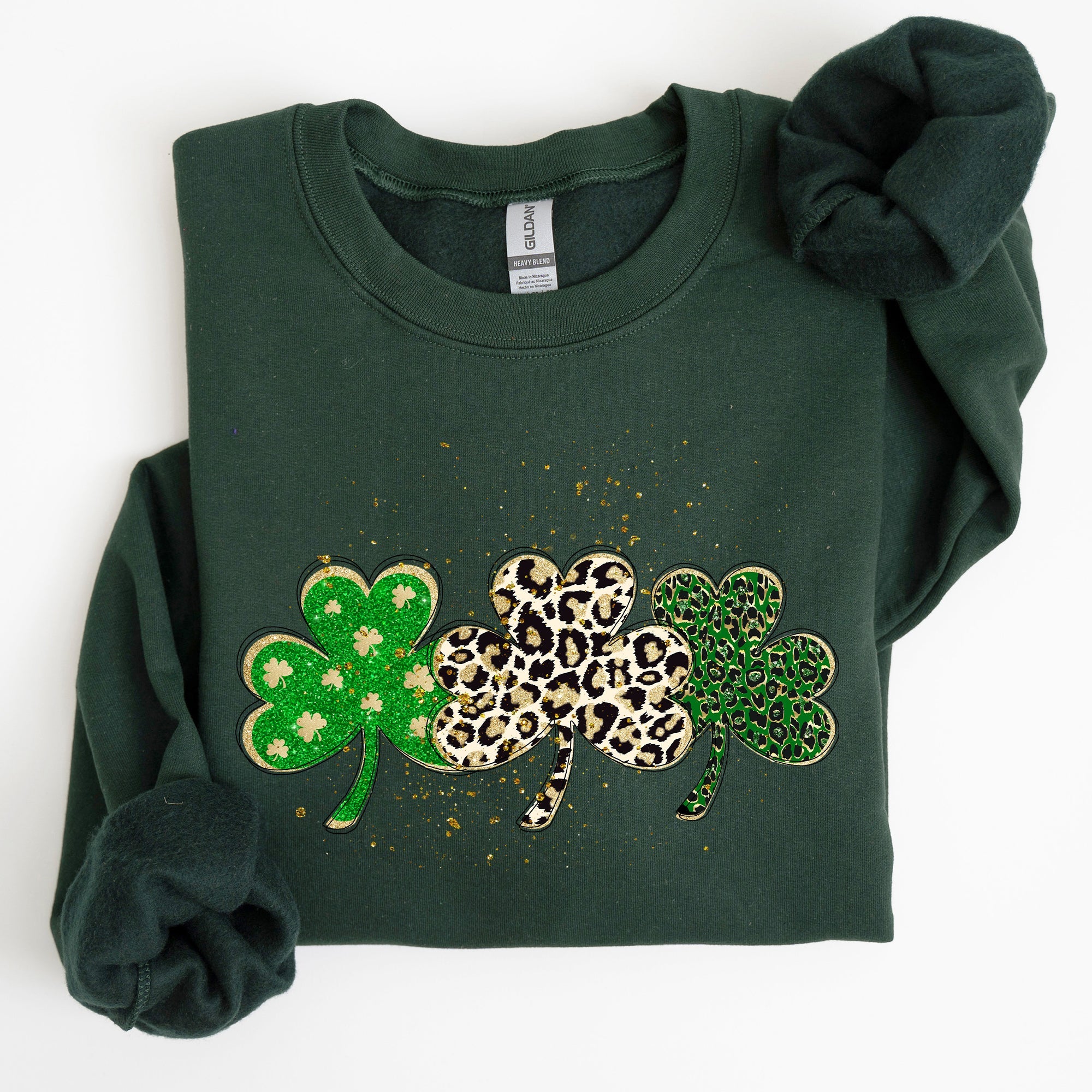 Leopard Print Shamrocks St Patrick's Day Festive Pattern Celebration For Luck Sweatshirt