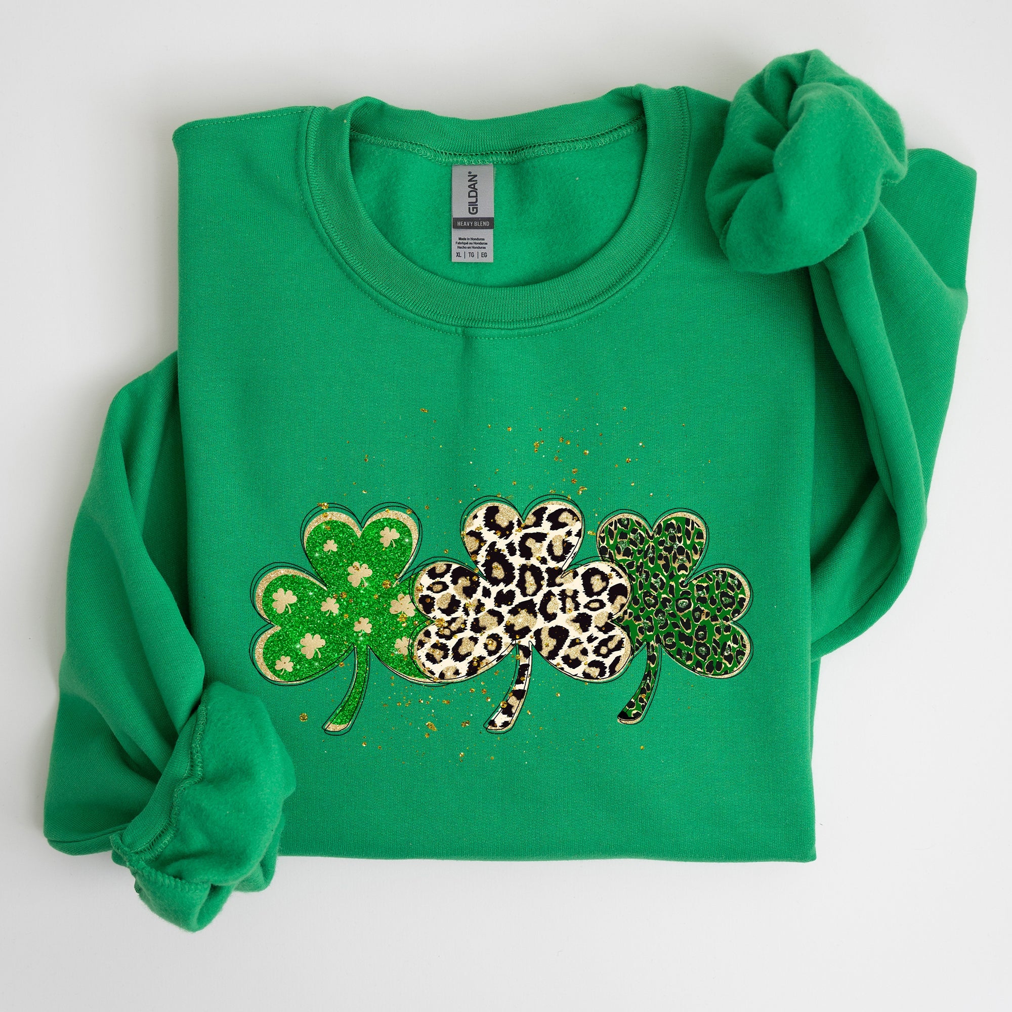 Leopard Print Shamrocks St Patrick's Day Festive Pattern Celebration For Luck Sweatshirt