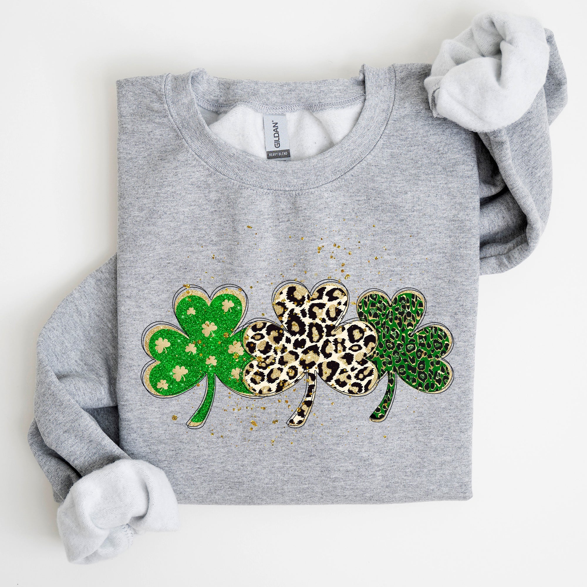 Leopard Print Shamrocks St Patrick's Day Festive Pattern Celebration For Luck Sweatshirt
