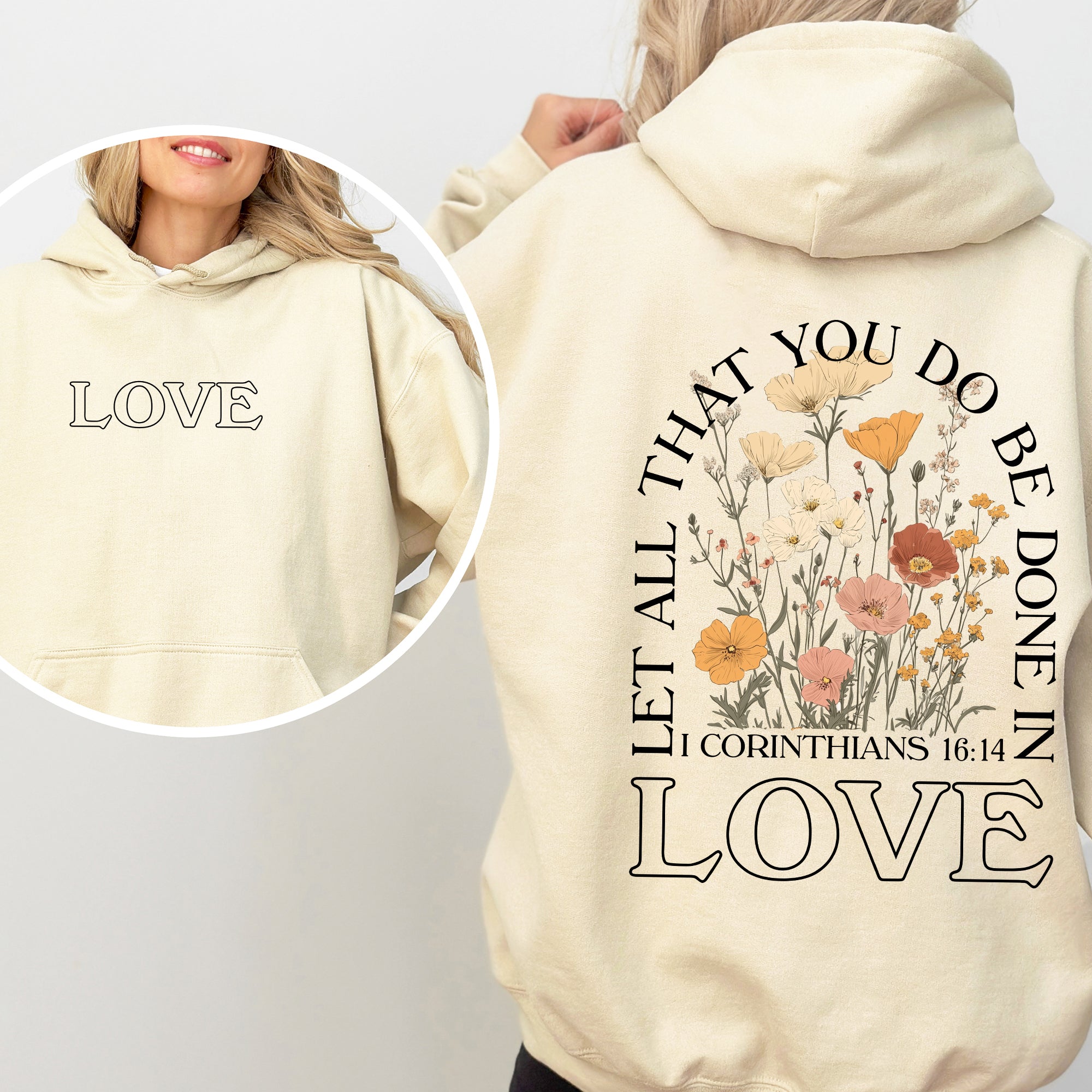 Let All That You Do Be Done In Love Floral Christian Jesus Gospel Faith Soft Hoodie