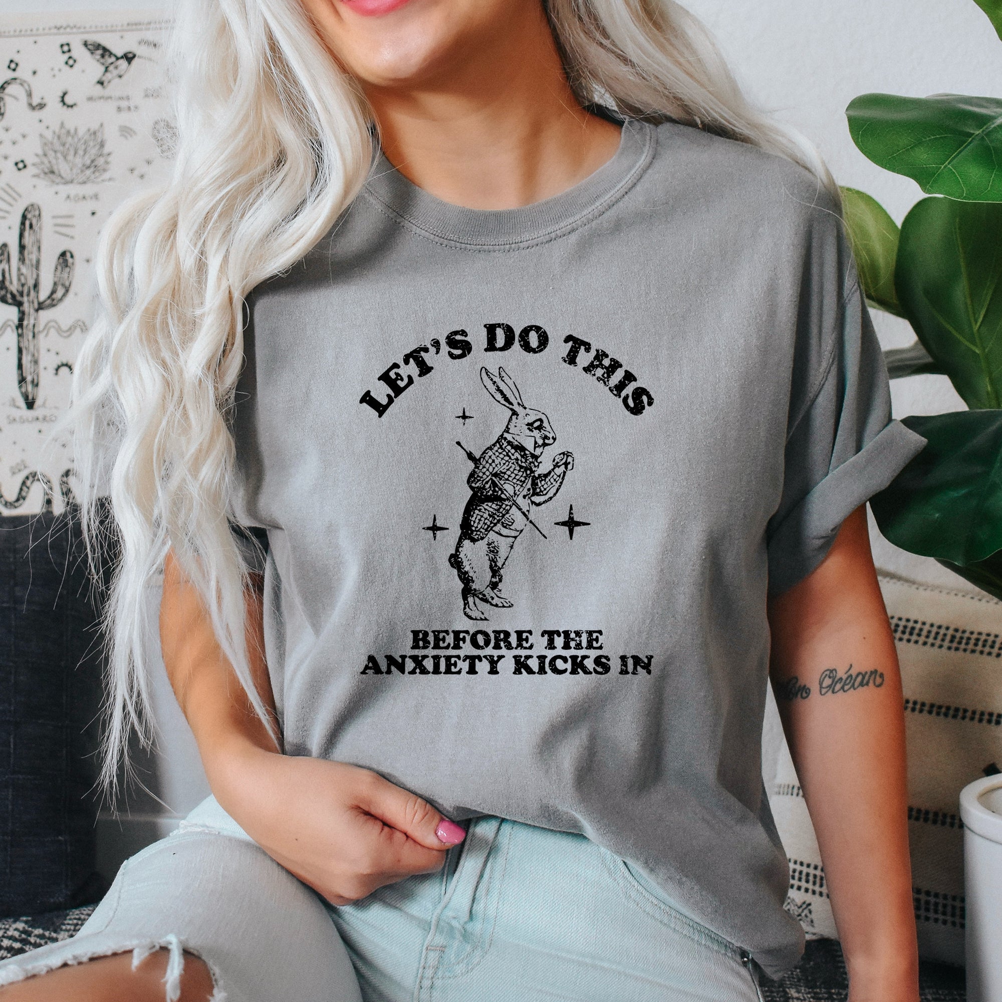 Let's Do This Before Anxiety Kicks In Rabbit Alice In Wonderland Comfort Colors Tee