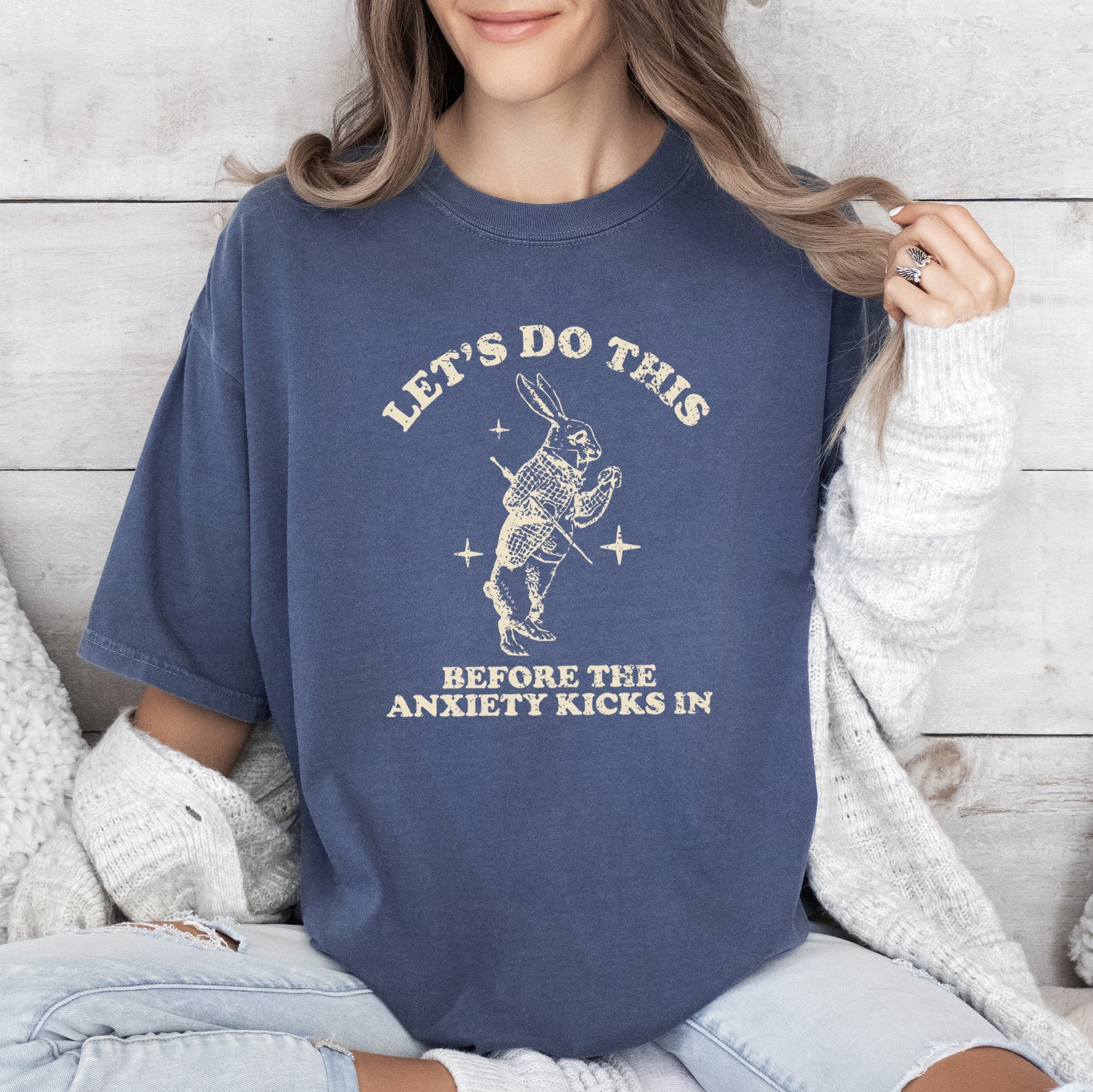 Let's Do This Before Anxiety Kicks In Rabbit Alice In Wonderland Comfort Colors Tee