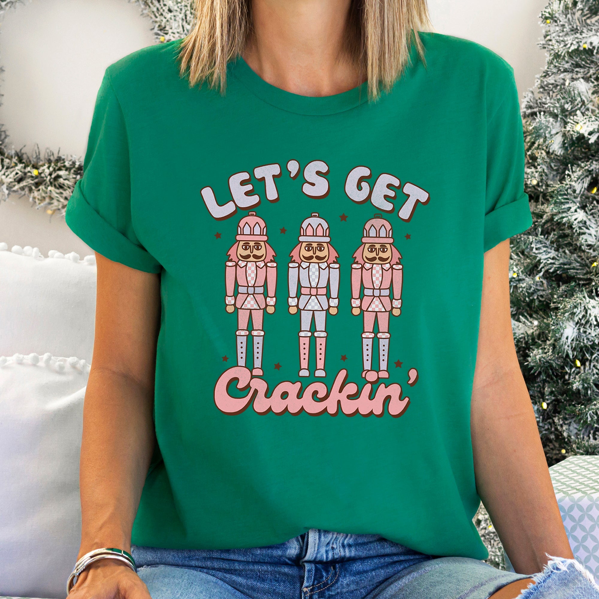 Let's Get Cracking Nutcracker Christmas Retro Holiday Cheer Graphic Tee Vintage Style
