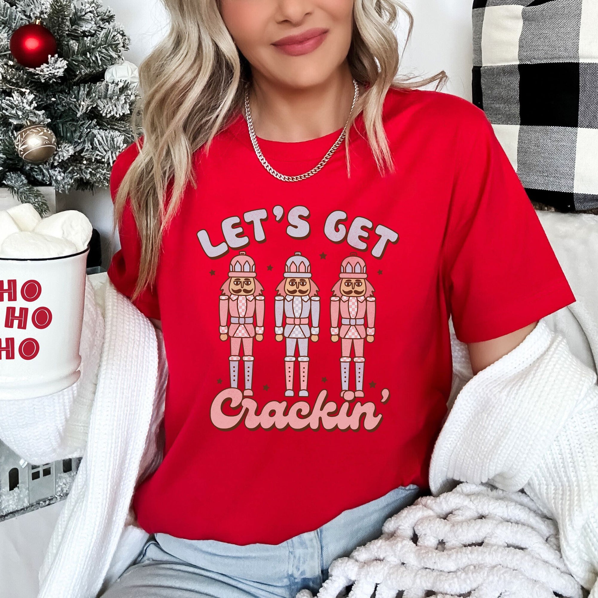 Let's Get Cracking Nutcracker Christmas Retro Holiday Cheer Graphic Tee Vintage Style