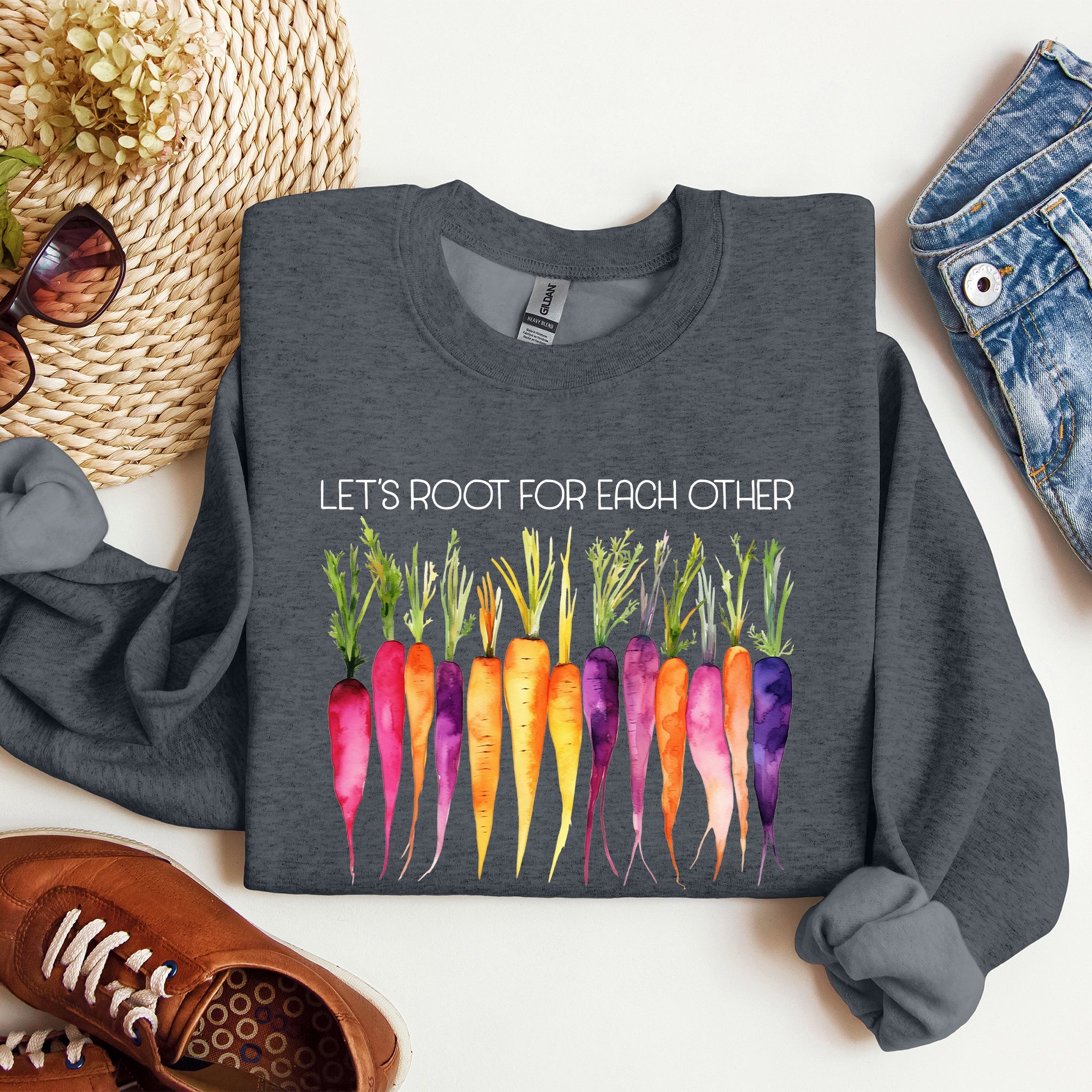 Let's Root For Each Other Gardening Positivity Plant Lovers Grow Good Vibes Together Sweatshirt