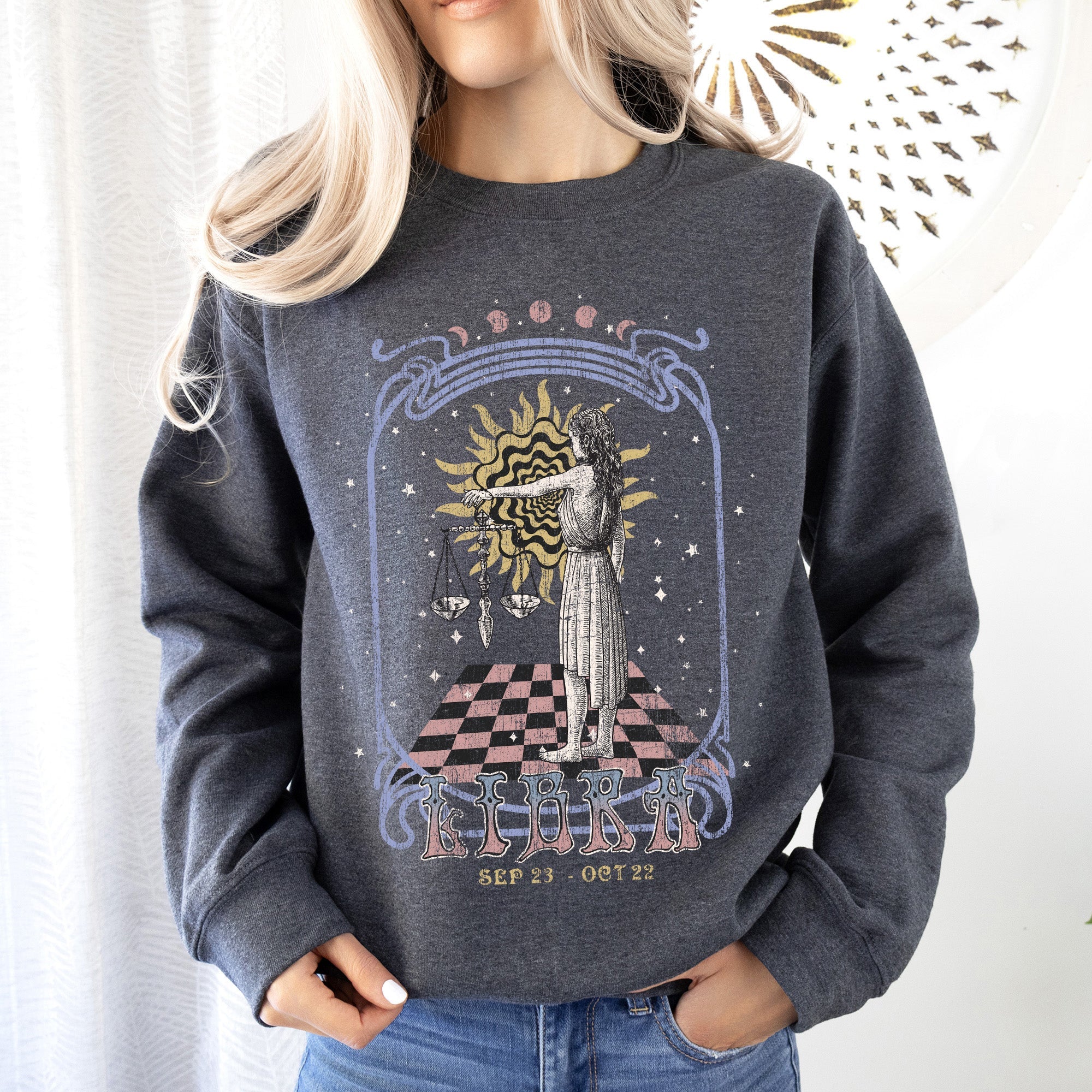 Libra Zodiac Astrology Horoscope Celestial Signs Artwork For Astrology Enthusiasts Sweatshirt