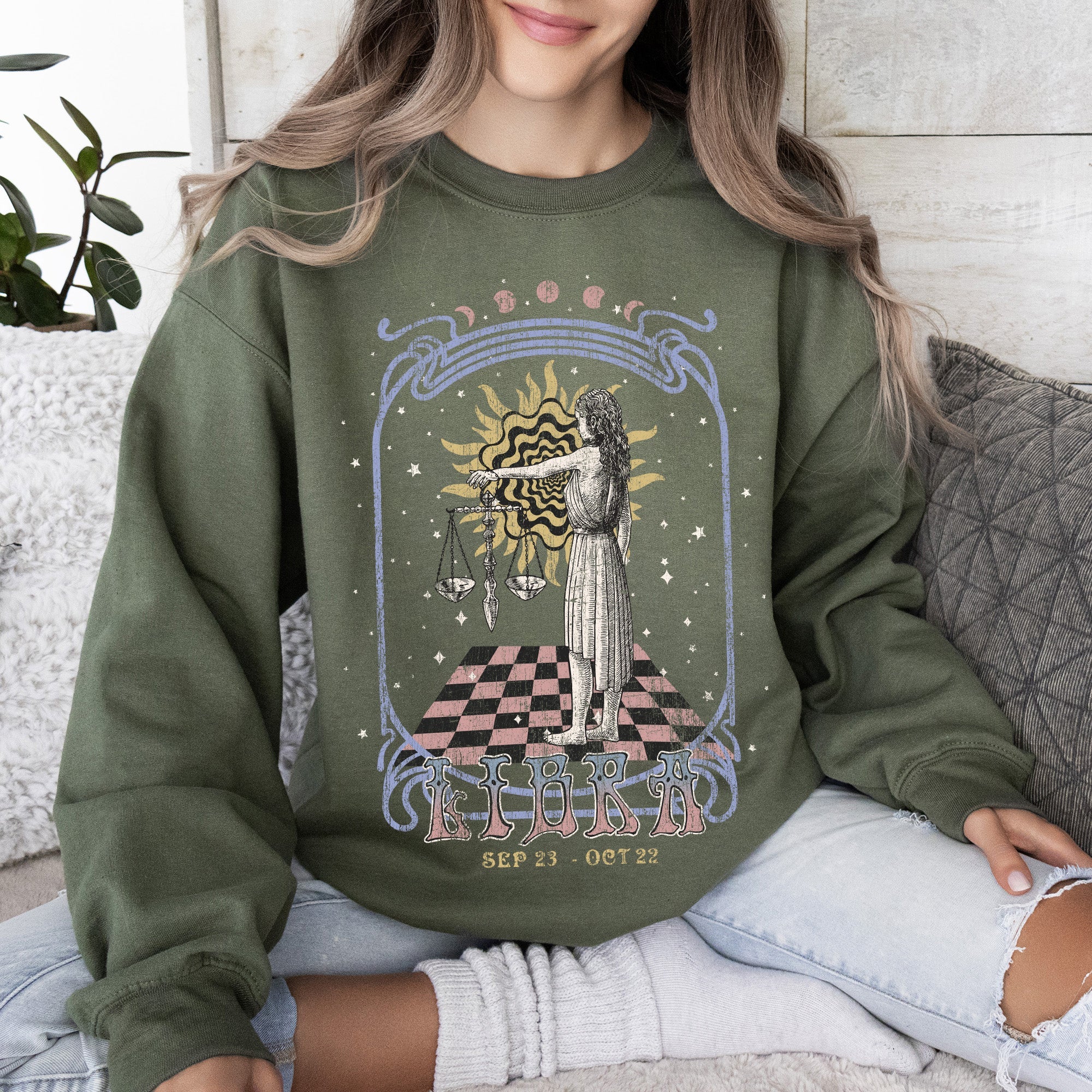 Libra Zodiac Astrology Horoscope Celestial Signs Artwork For Astrology Enthusiasts Sweatshirt