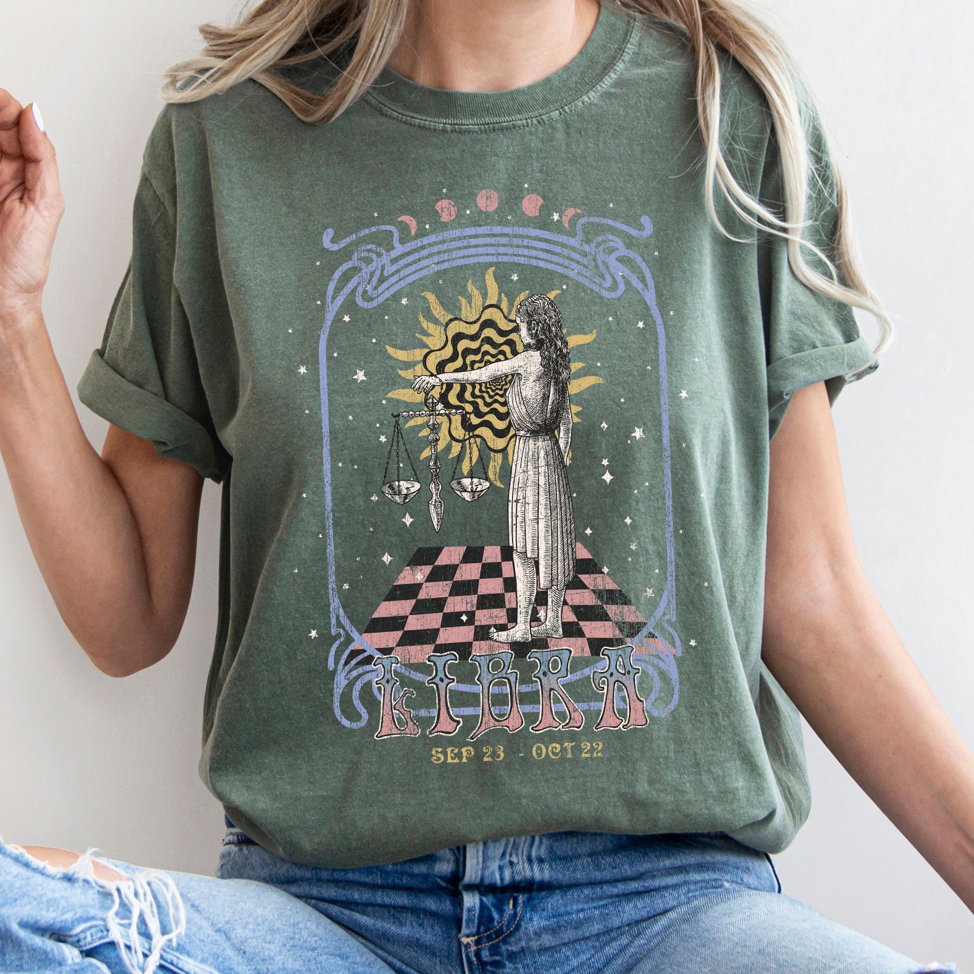 Libra Zodiac Horoscope Astrology Symbols And Constellations For Astrologers And Fashion Lovers Comfort Colors Tee