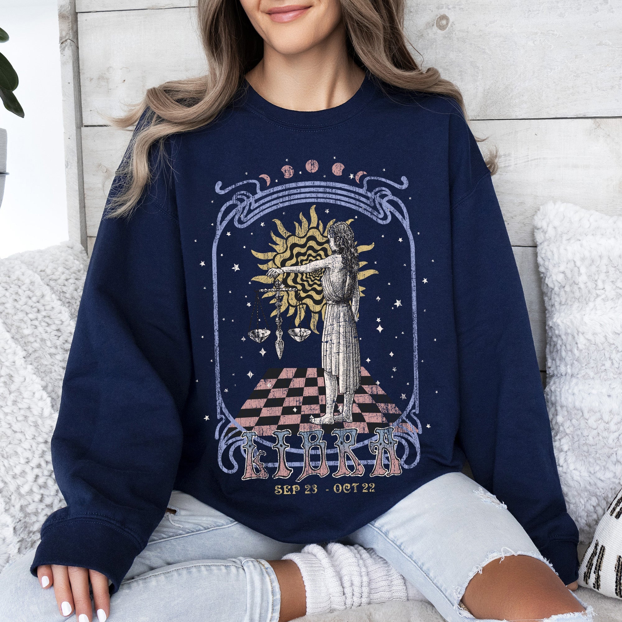 Libra Zodiac Astrology Horoscope Celestial Signs Artwork For Astrology Enthusiasts Sweatshirt