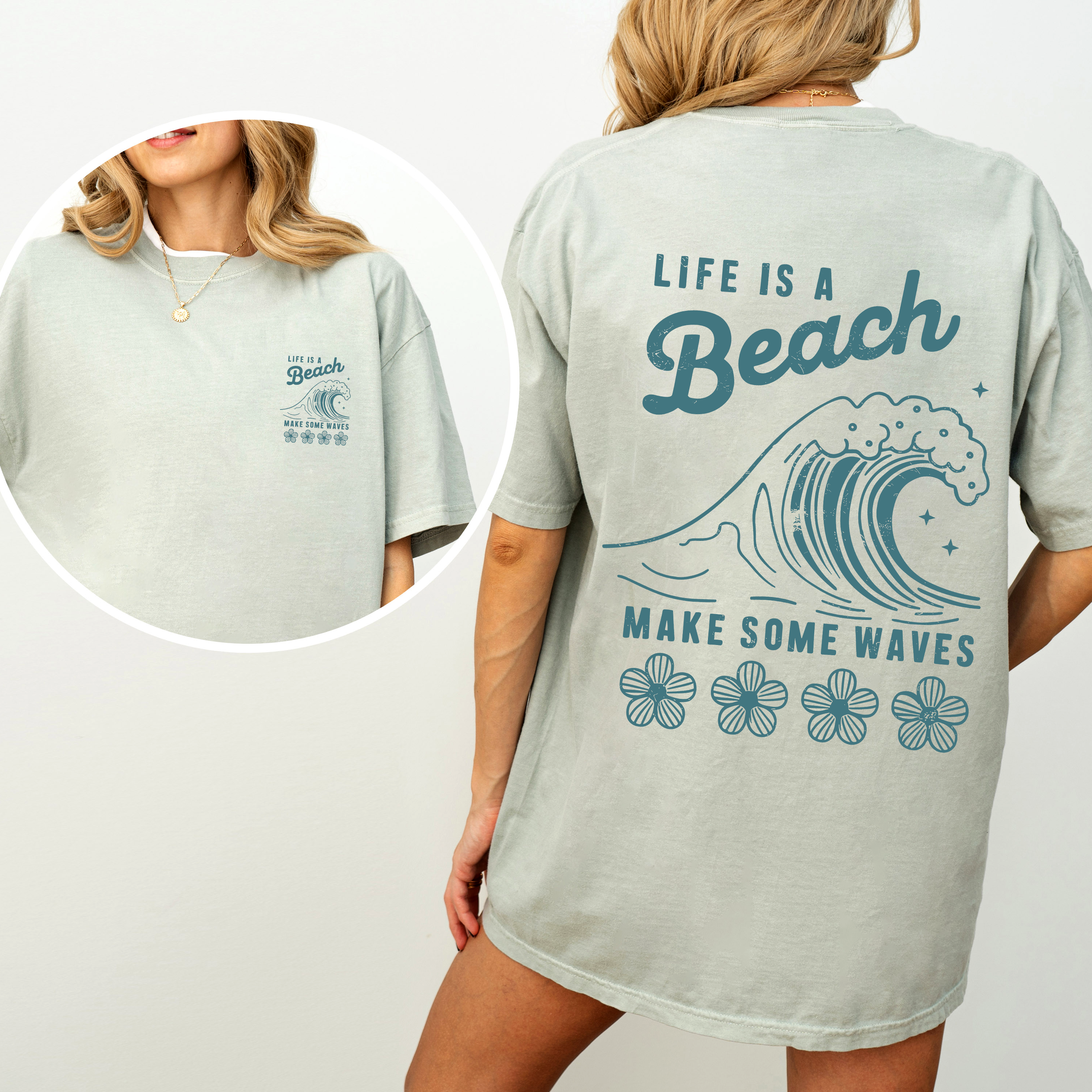 Life Is A Beach, Make Some Waves, Retro Vintage Edition Coastal Summer Comfort Colors Tee