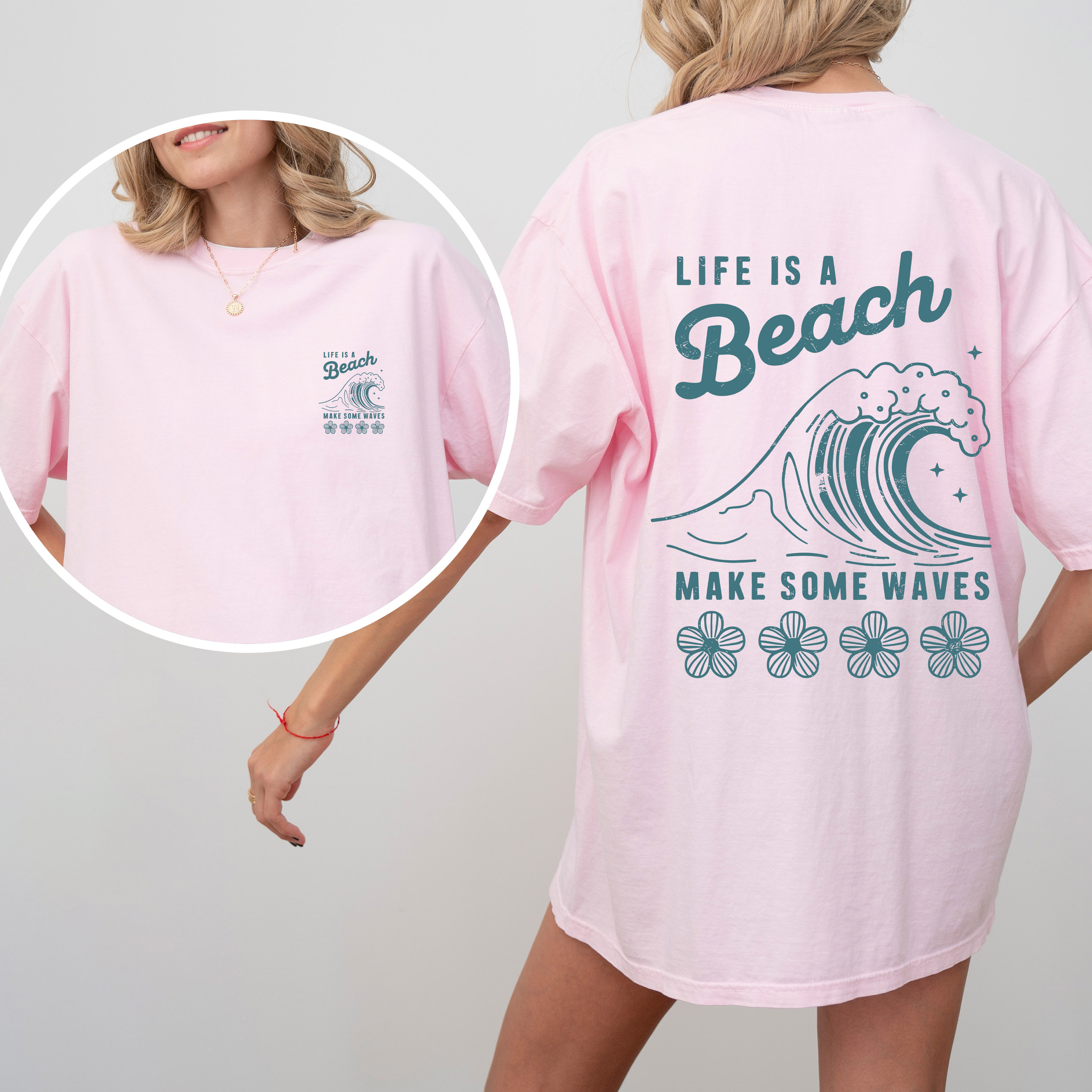 Life Is A Beach, Make Some Waves, Retro Vintage Edition Coastal Summer Comfort Colors Tee
