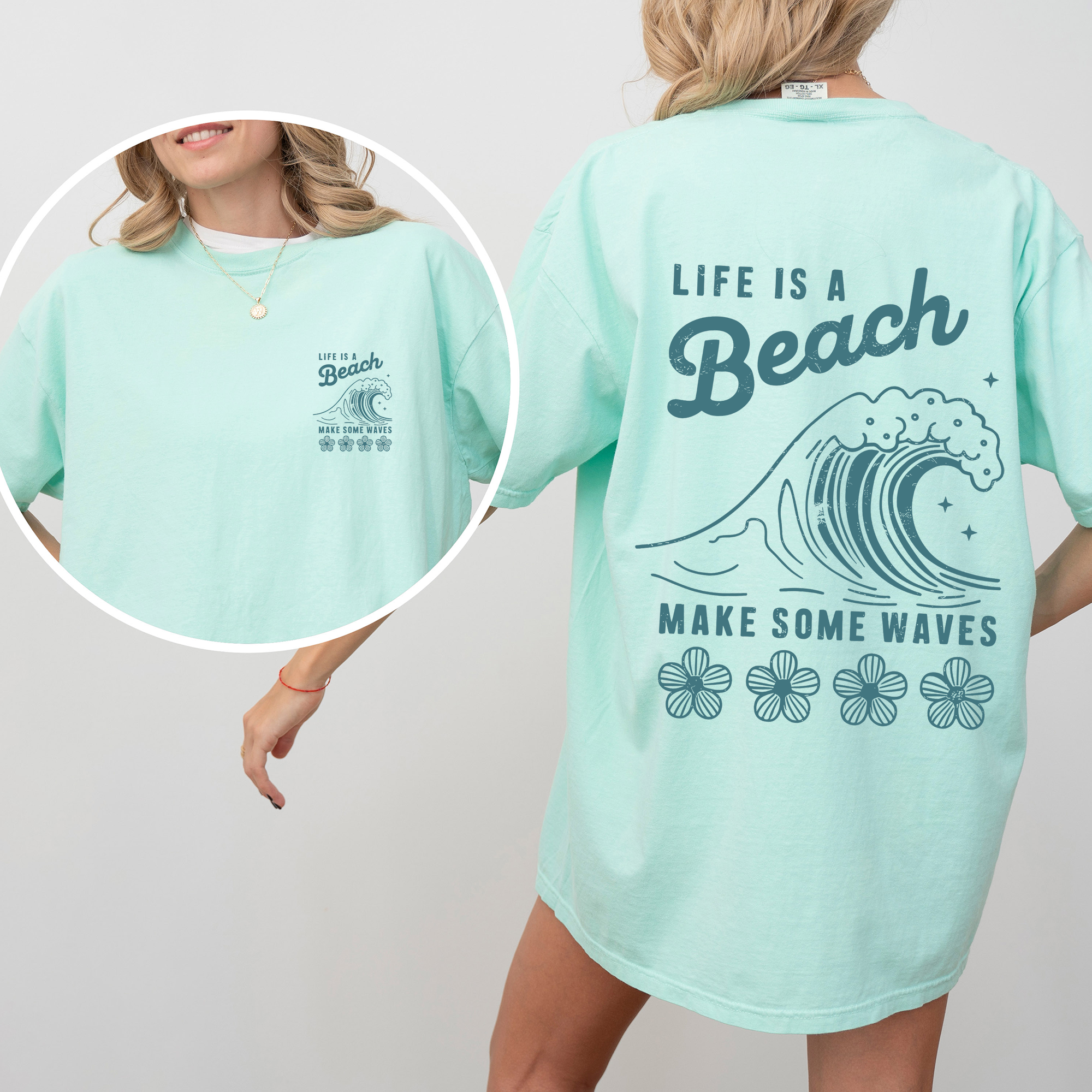 Life Is A Beach, Make Some Waves, Retro Vintage Edition Coastal Summer Comfort Colors Tee
