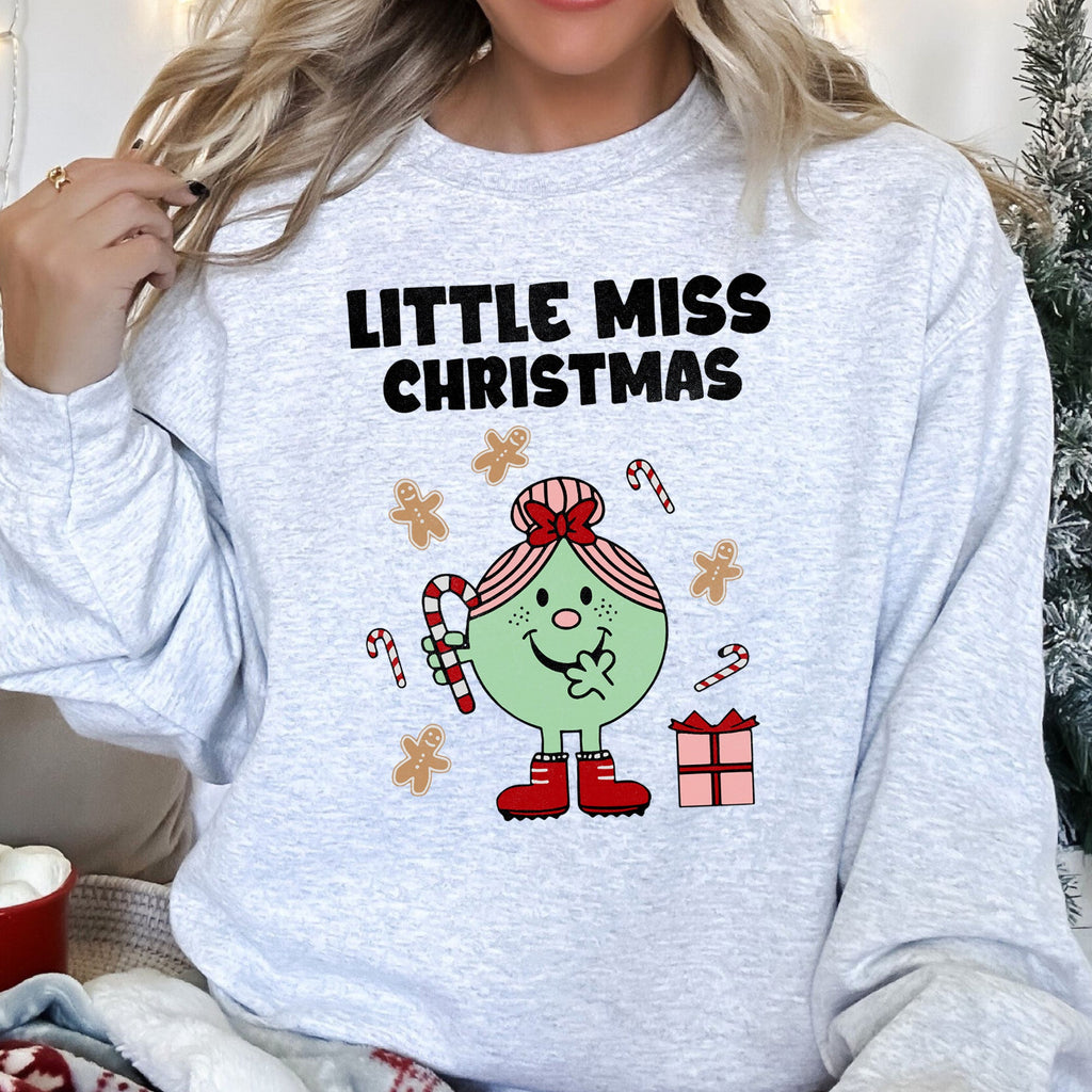 Little Miss Christmas Classic Vintage Retro Cozy Fleece Holiday Cheer Sweatshirt