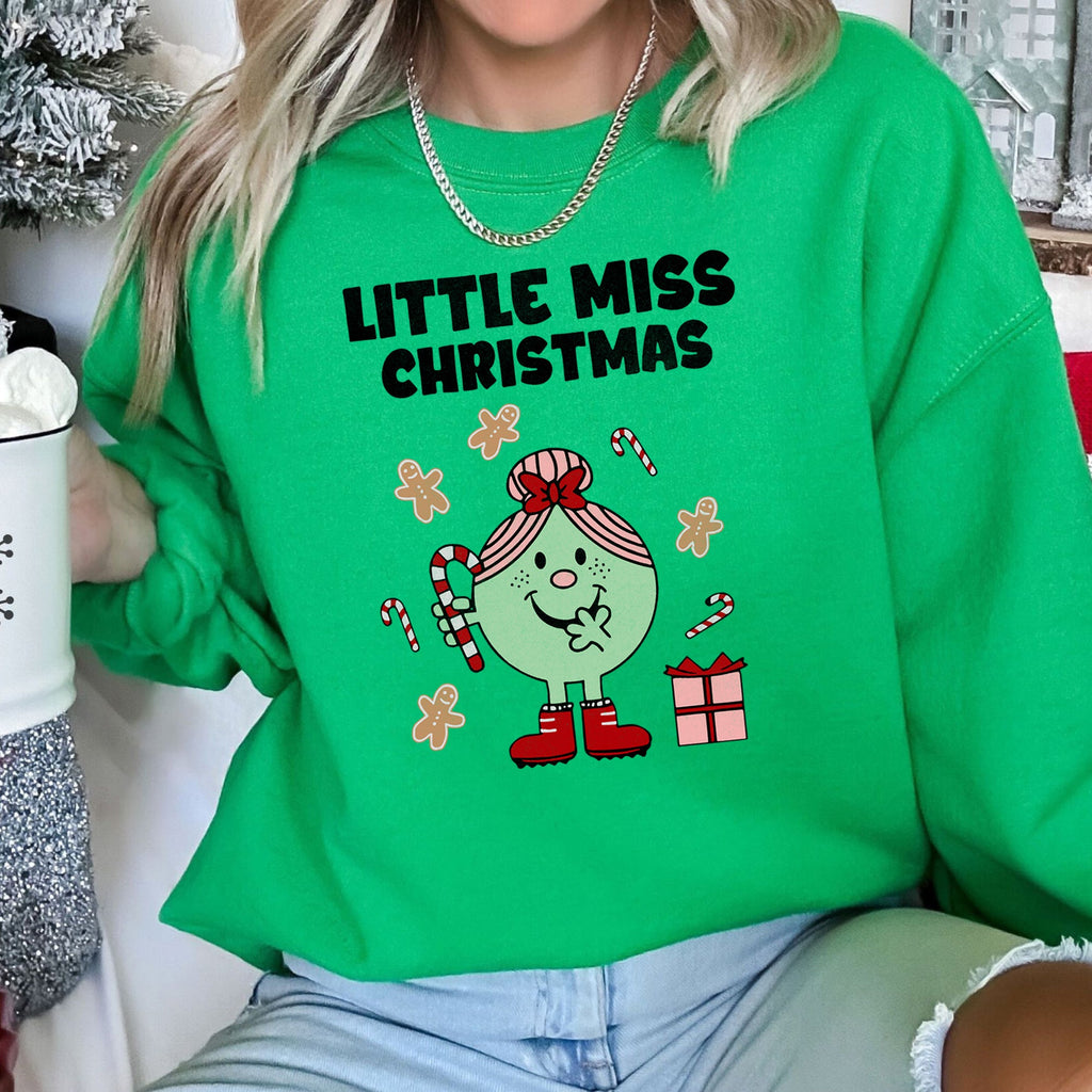 Little Miss Christmas Classic Vintage Retro Cozy Fleece Holiday Cheer Sweatshirt