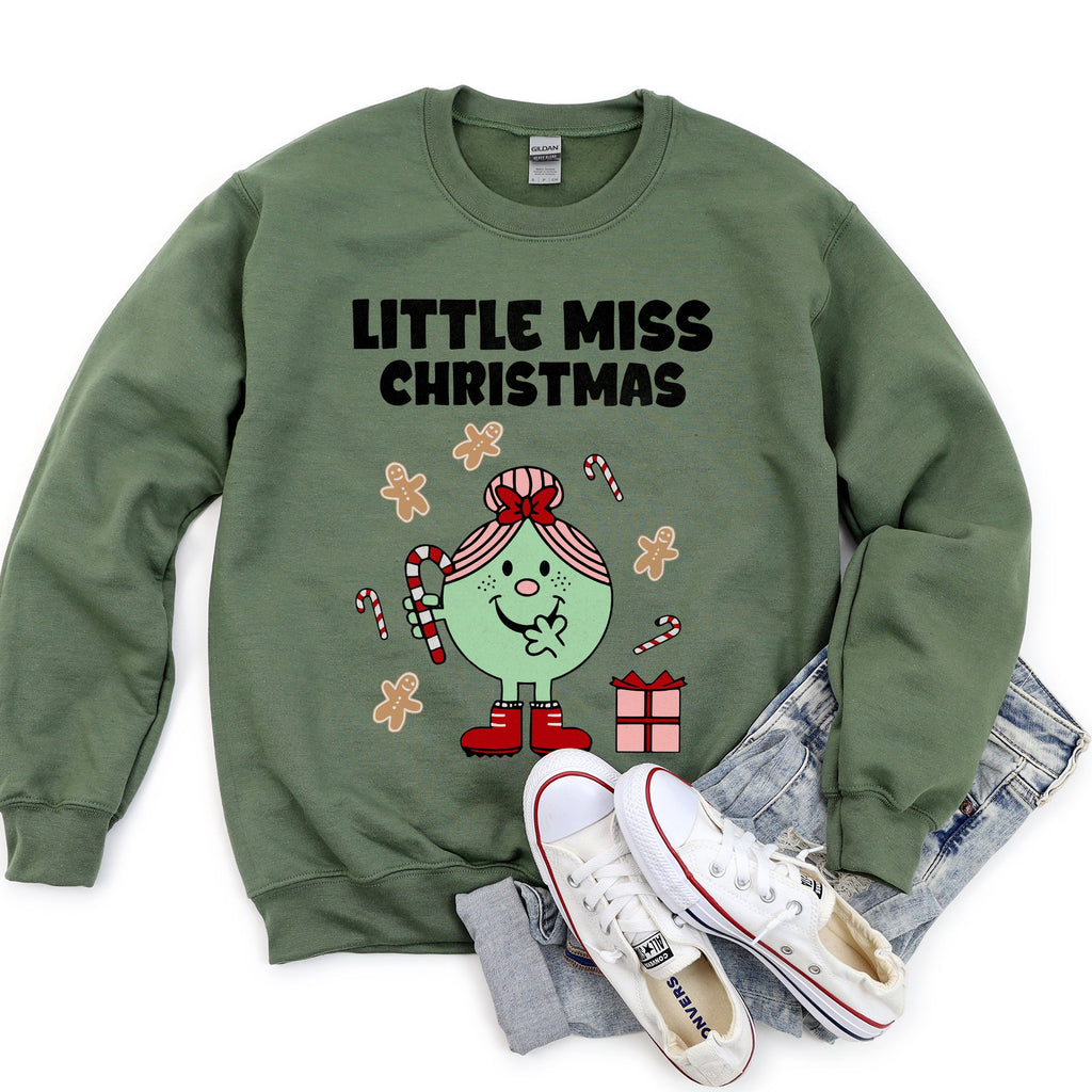 Little Miss Christmas Classic Vintage Retro Cozy Fleece Holiday Cheer Sweatshirt