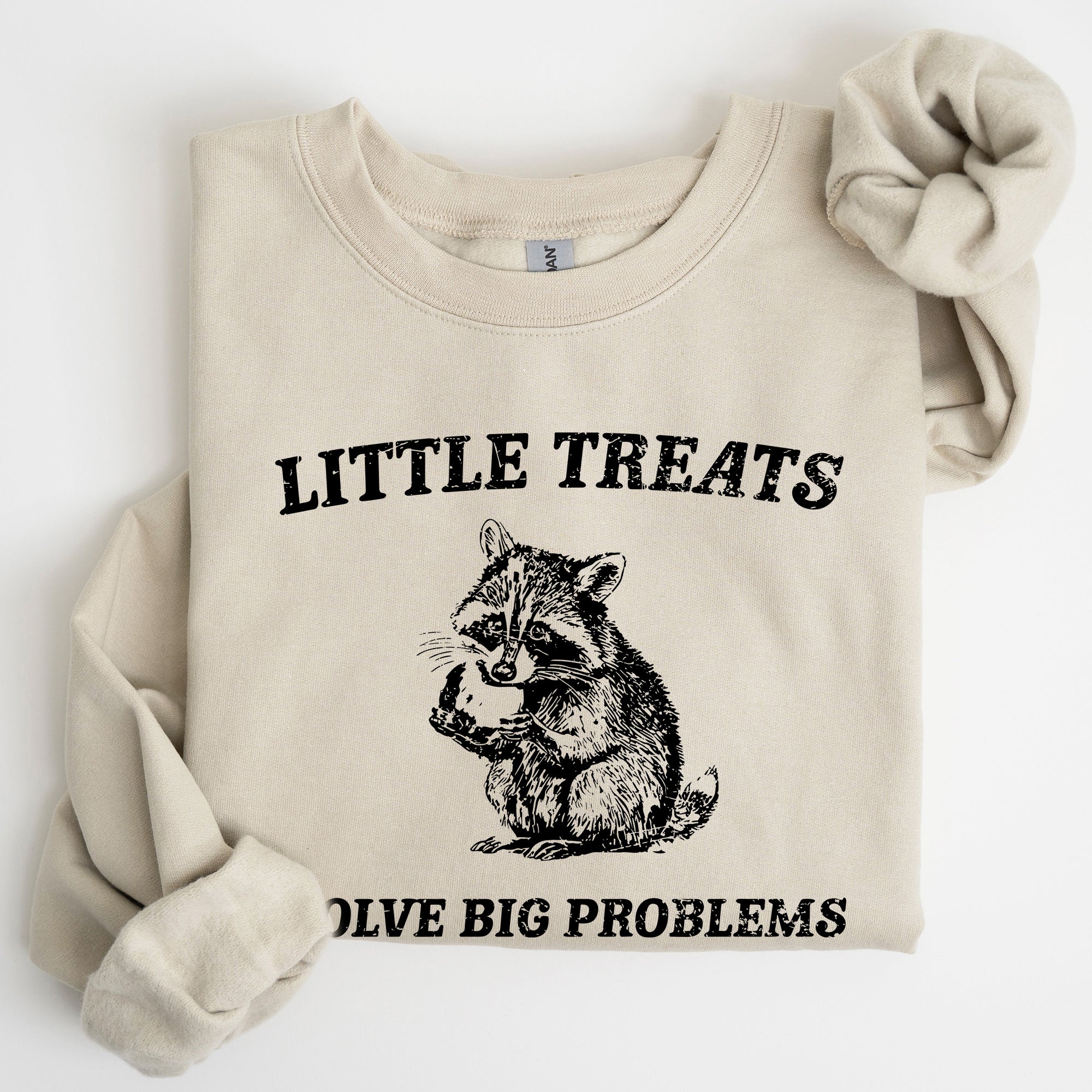 Little Treats Solve Big Problems Raccoon Meme Aesthetic Funny Edition Sweatshirt