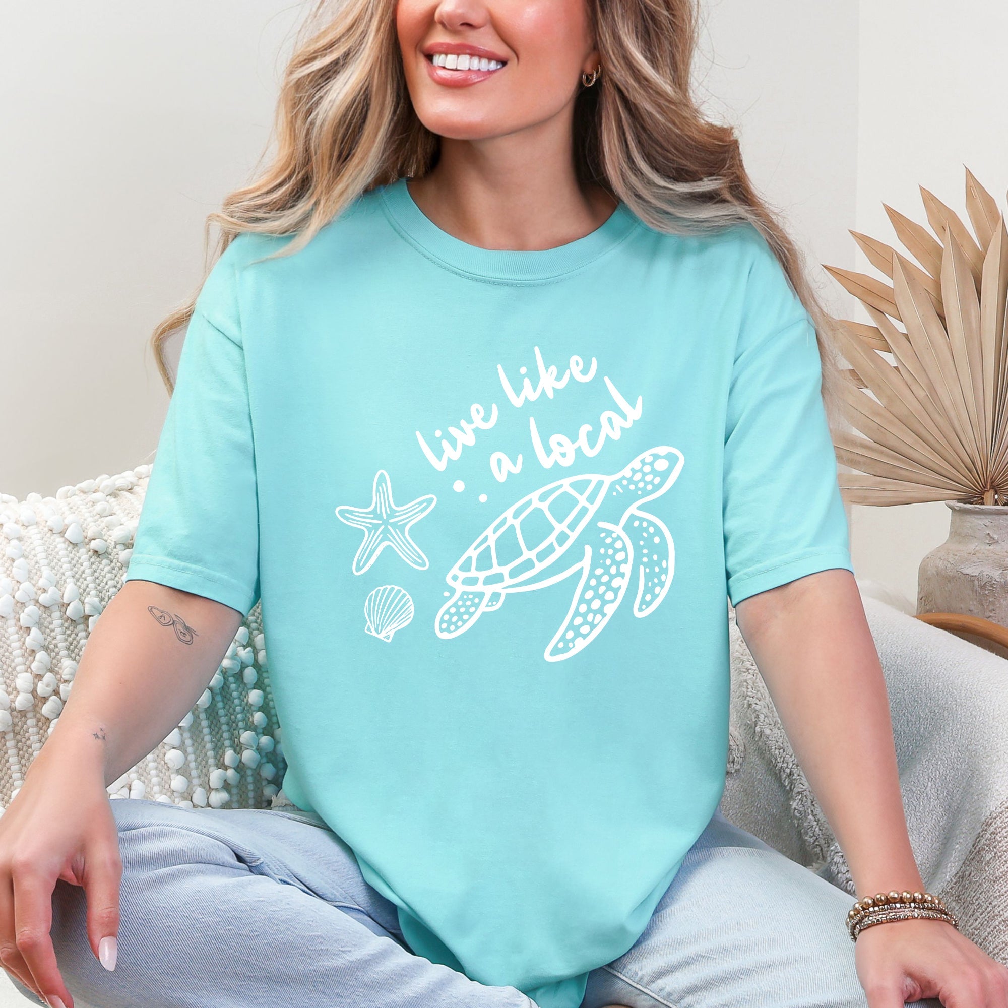 Live Like A Local Beach Sea Turtle Summer Ocean Sea Aloha Vibes Coastal Style Edition Comfort Colors Tee