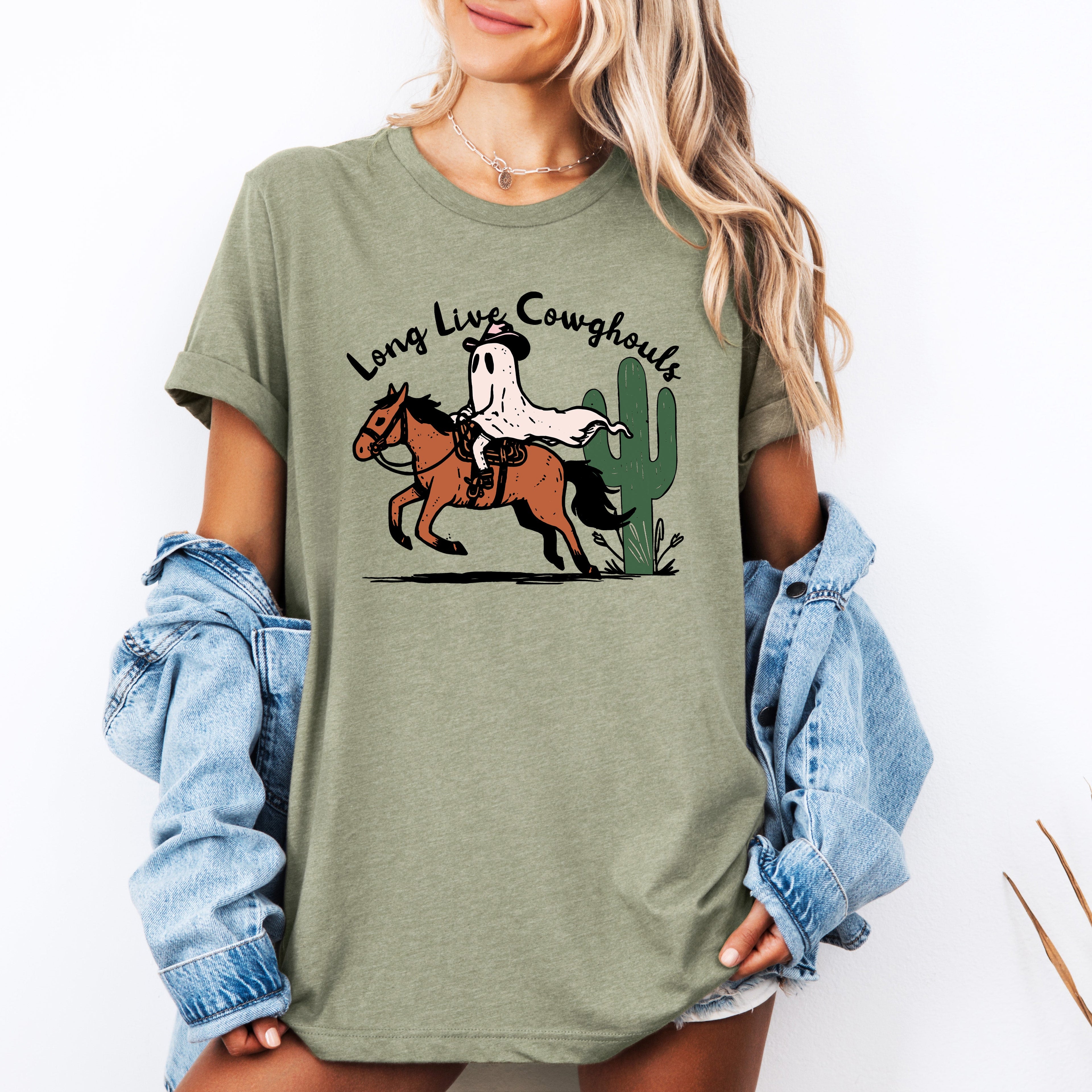 Long Live Cowghouls Cowgirls Western Halloween Spooky Cowgirl Parade Festival Graphic Tee