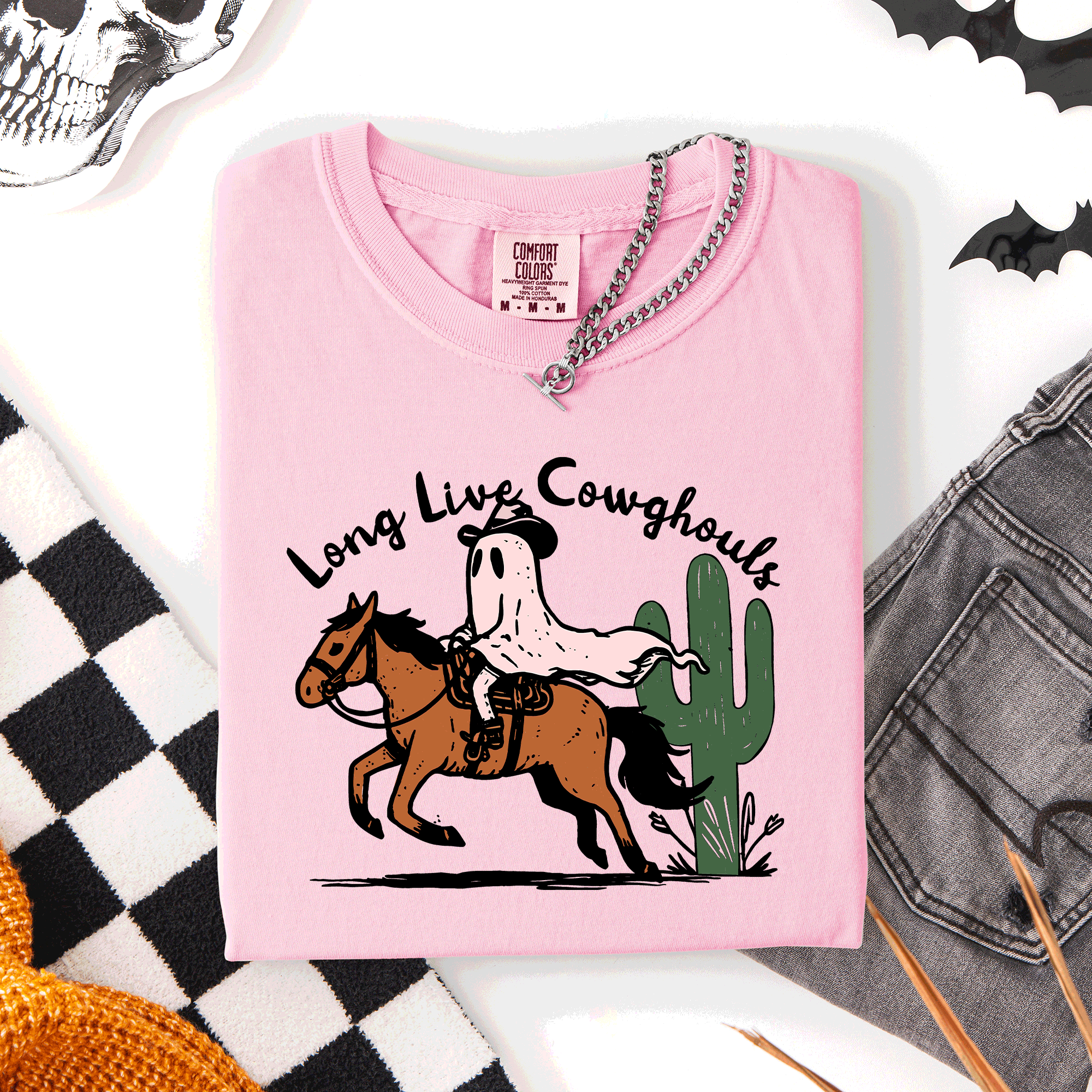 Long Live Cowghouls, Cowgirls Western Halloween Cute Celebration Comfort Colors Tee