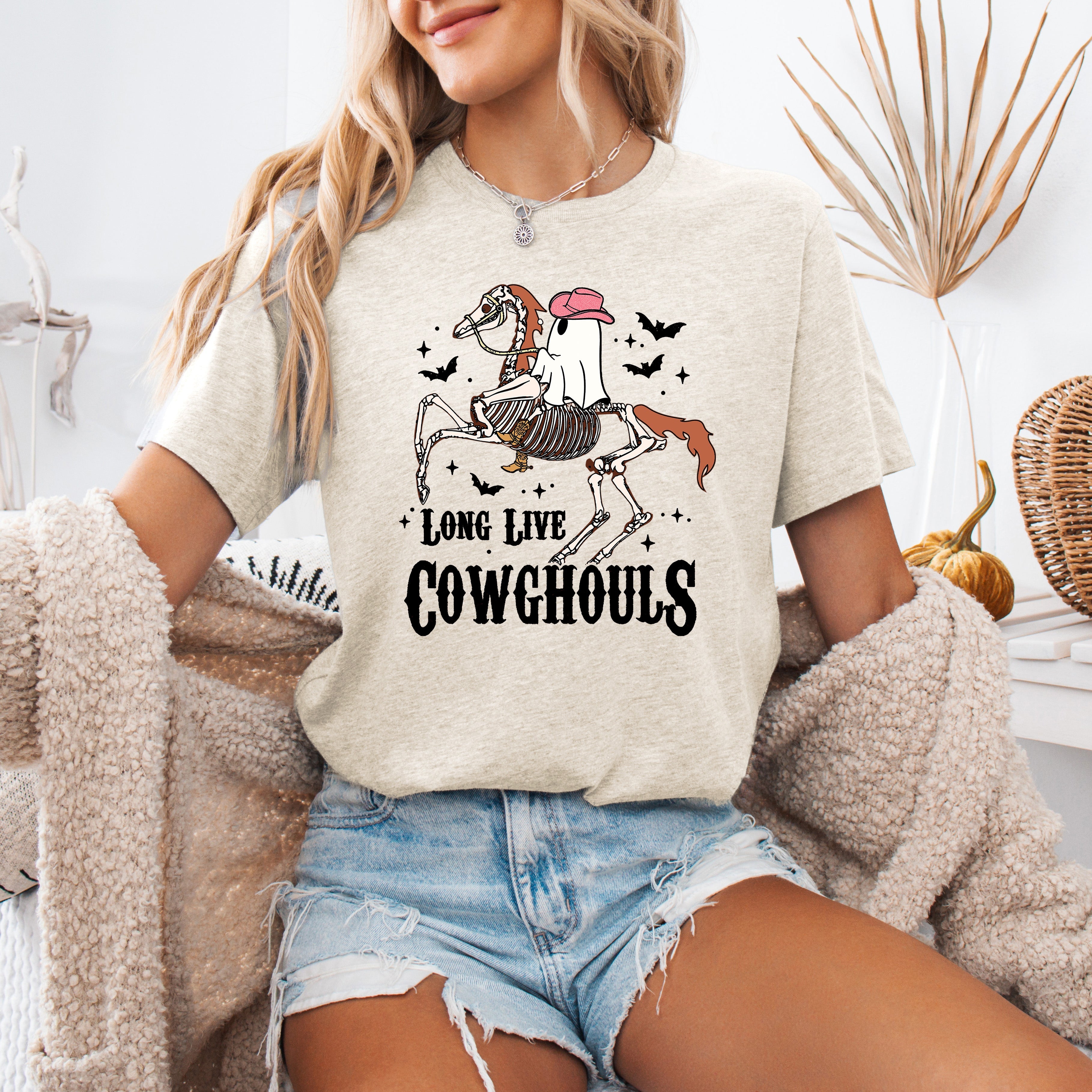 Long Live Cowghouls Halloween Skeleton Ghost Horse Masquerade Edition Graphic Tee