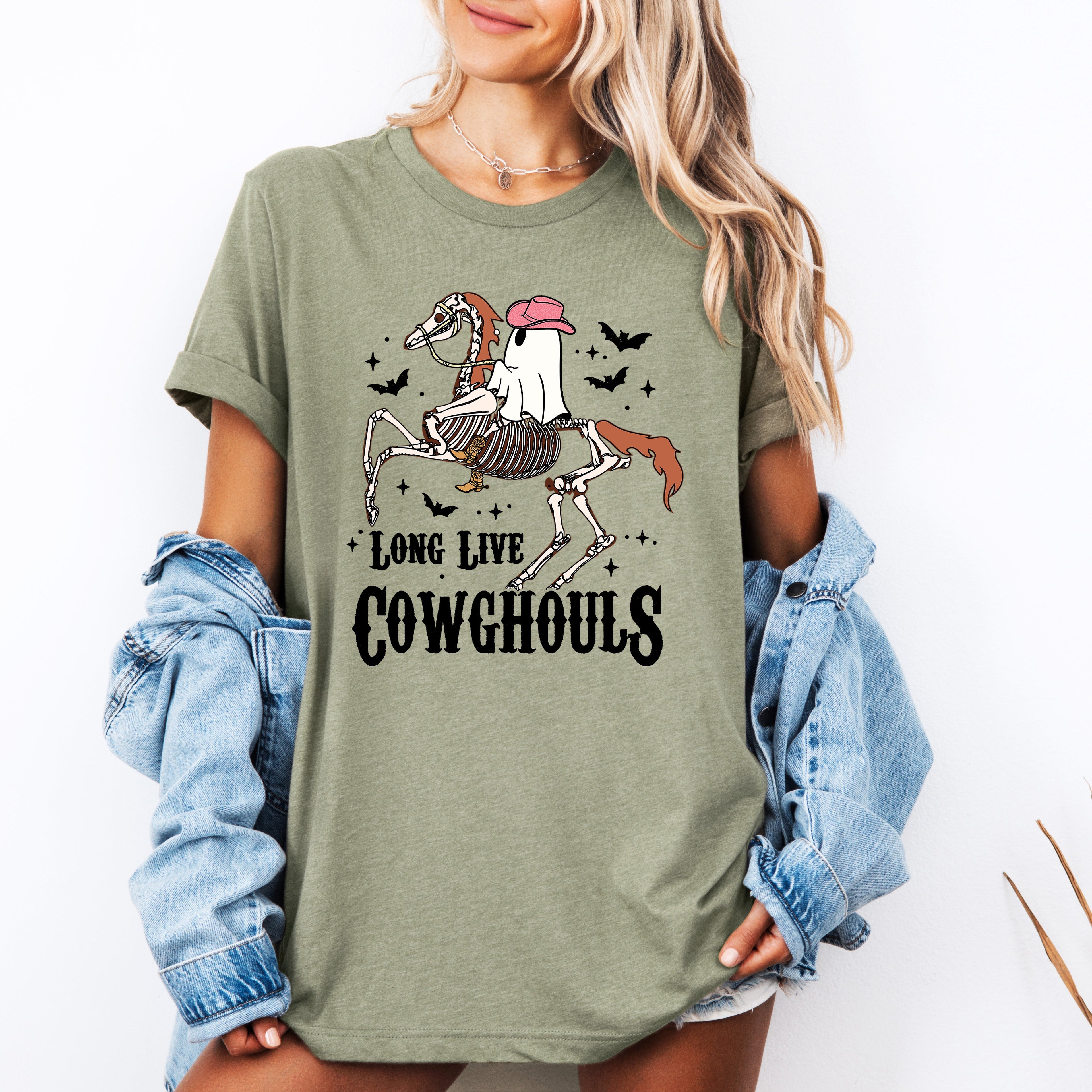 Long Live Cowghouls Halloween Skeleton Ghost Horse Masquerade Edition Graphic Tee