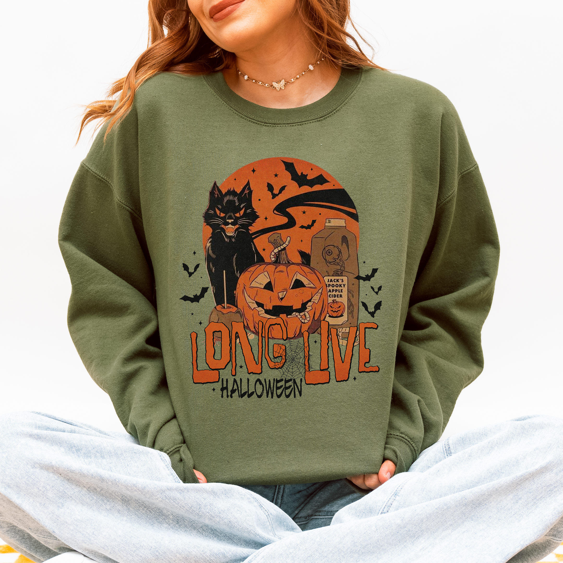 Long Live Halloween Retro Classic Vintage Graphic Cozy Fleece Limited Edition Sweatshirt