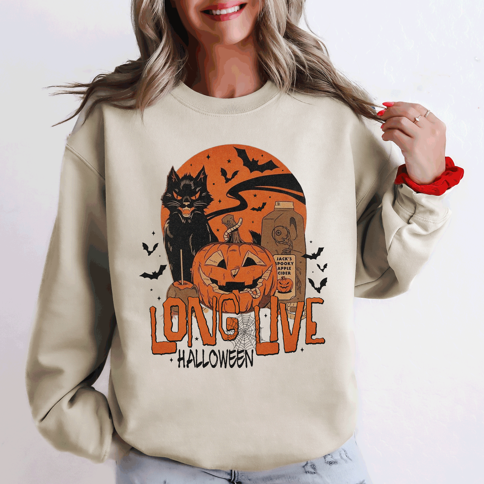 Long Live Halloween Retro Classic Vintage Graphic Cozy Fleece Limited Edition Sweatshirt