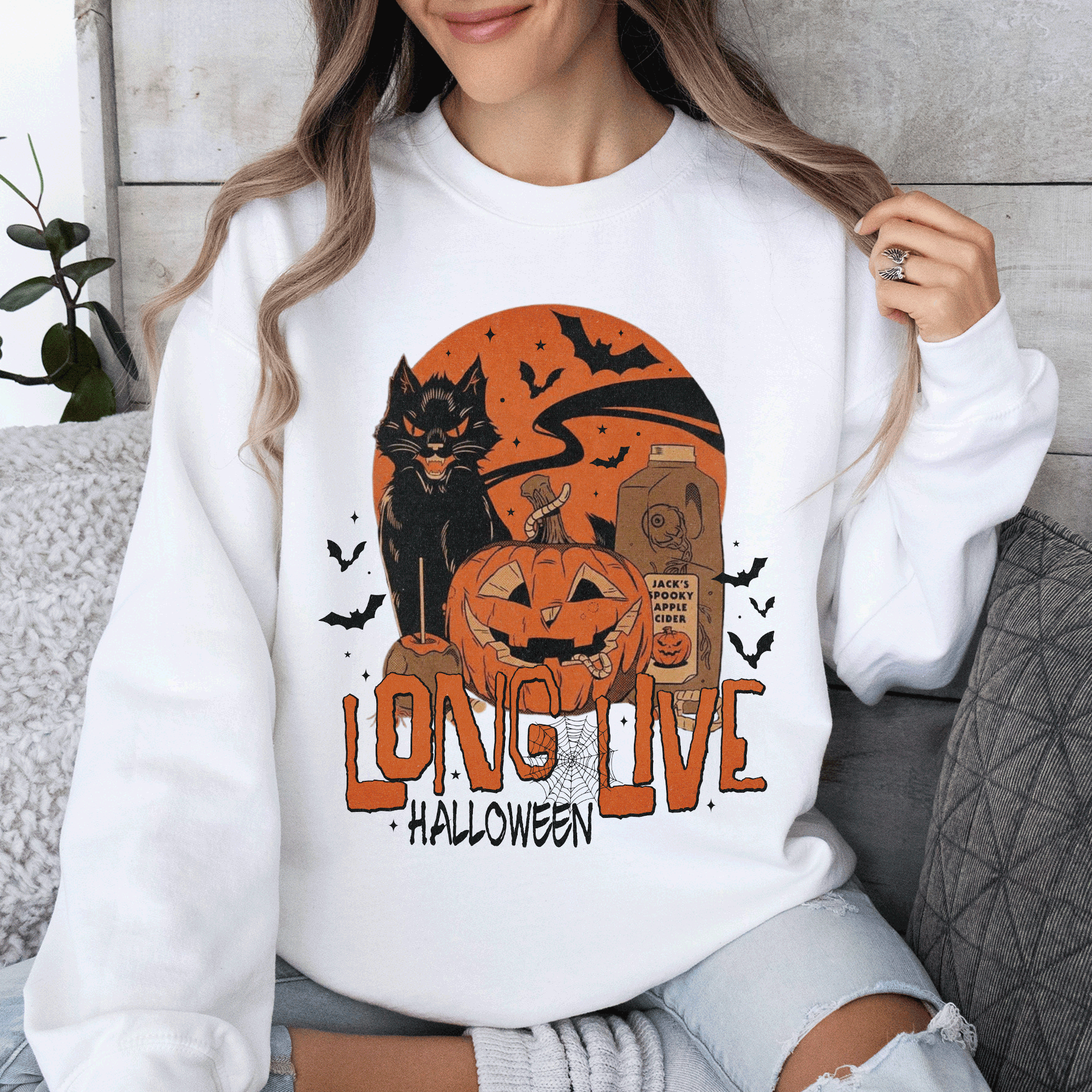 Long Live Halloween Retro Classic Vintage Graphic Cozy Fleece Limited Edition Sweatshirt