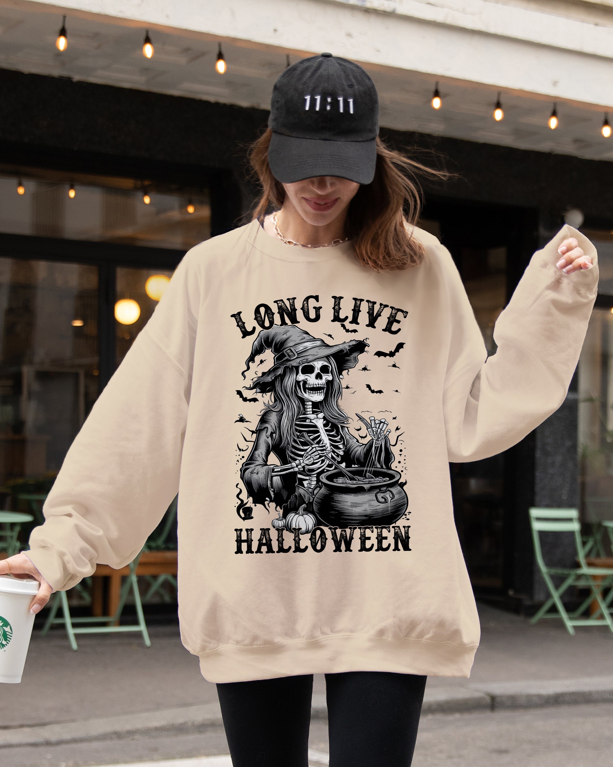 Long Live Halloween Witch Skeleton Bats Spooky Zombie Vintage Edition Sweatshirt
