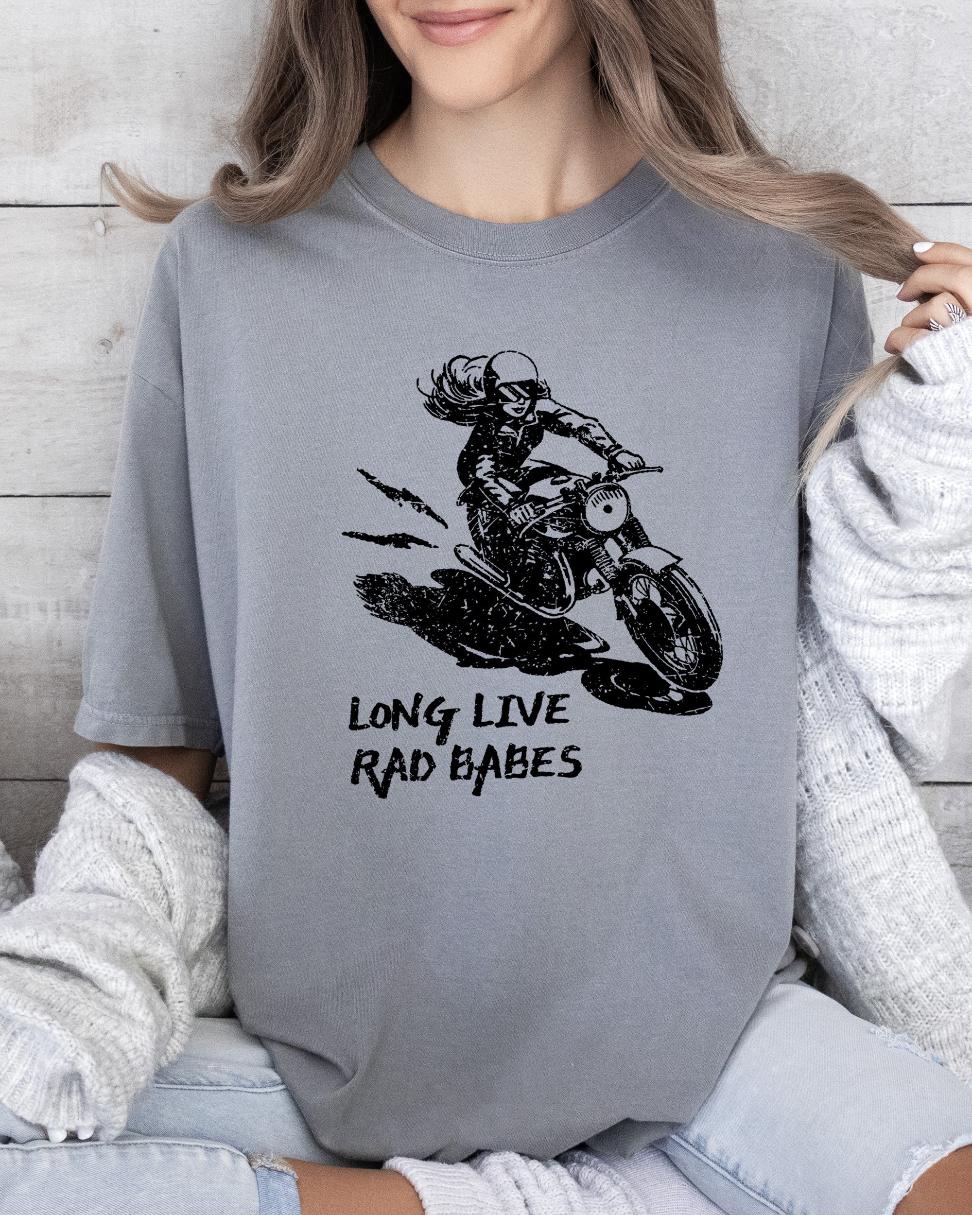 Long Live Rad Babes Motorcycle Feminist Women Retro Vintage Graphic Comfort Colors Tee